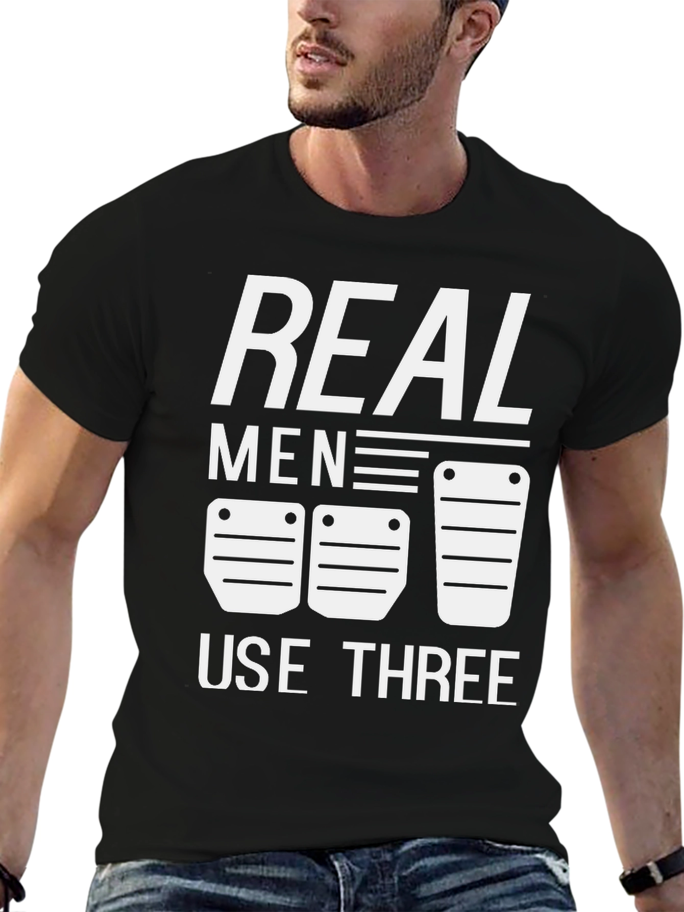 Real Men Use Three Pedals T-Shirt Manual Transmission Car