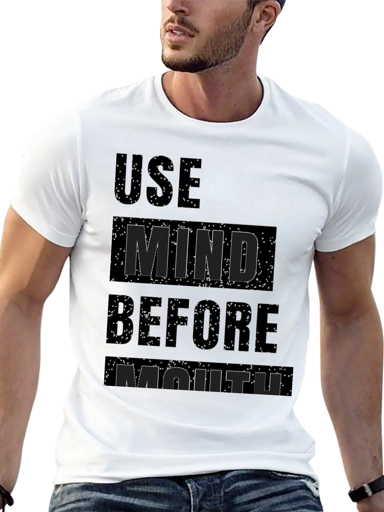 Use Mind Before Mouth Graphic T-Shirt - Black