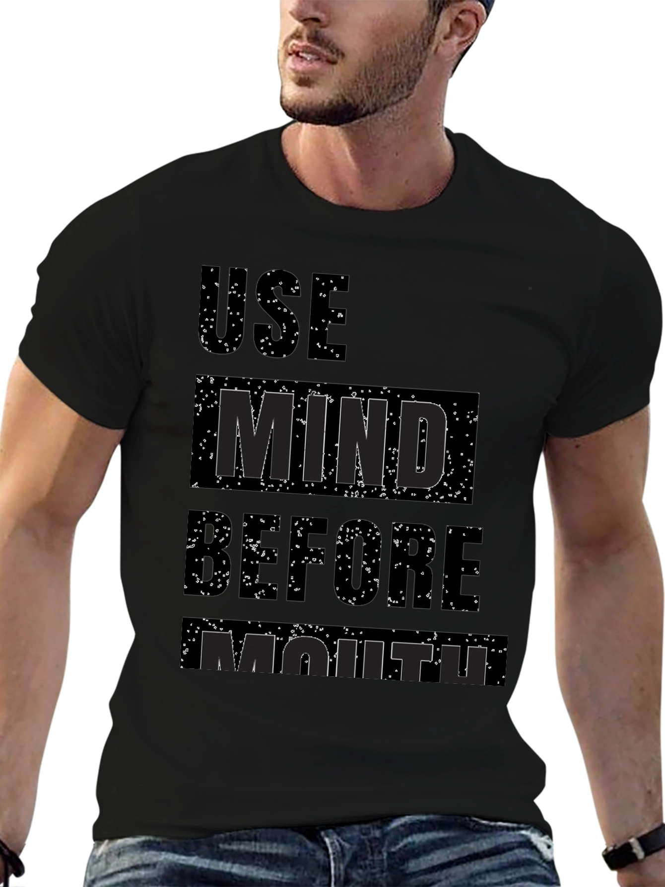 Use Mind Before Mouth Graphic T-Shirt - Black