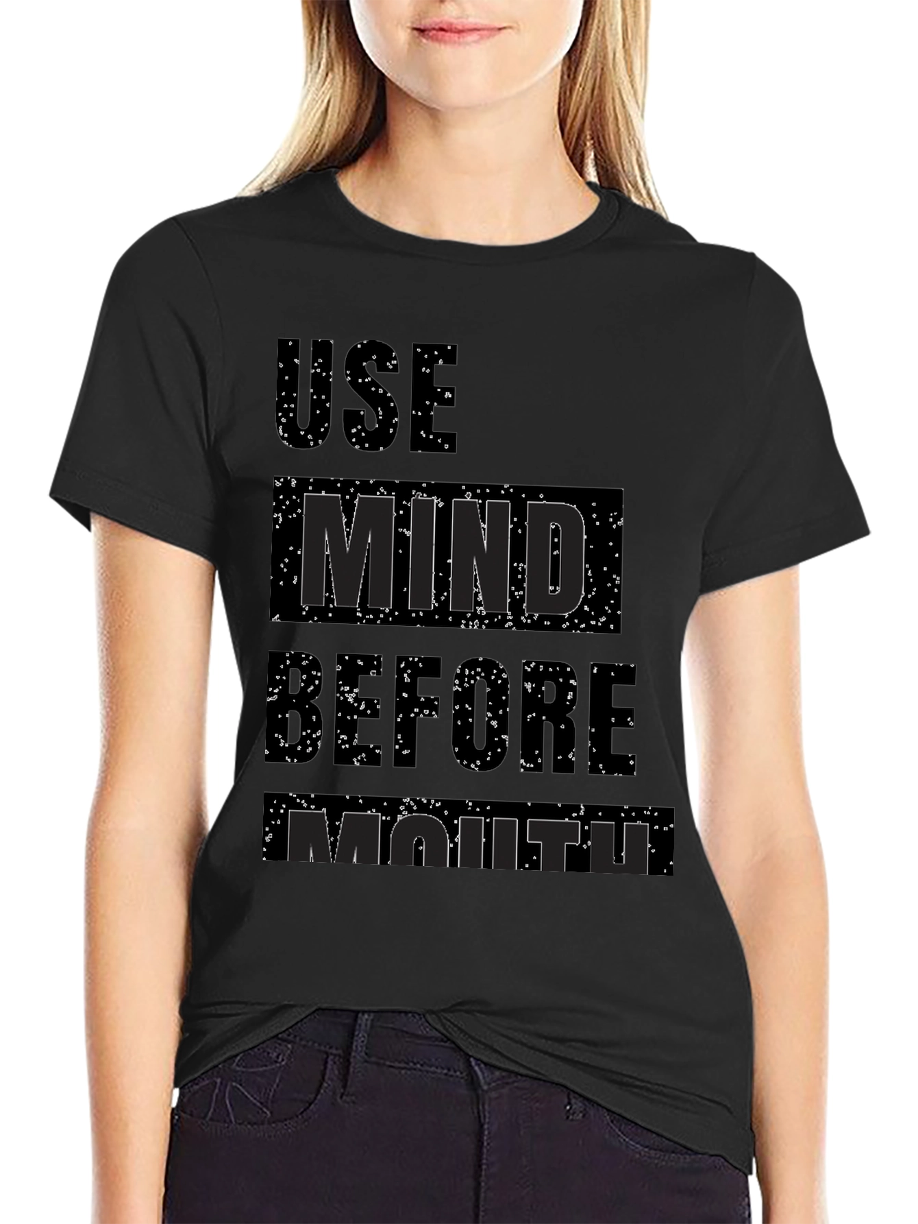 Use Mind Before Mouth Graphic T-Shirt - Black