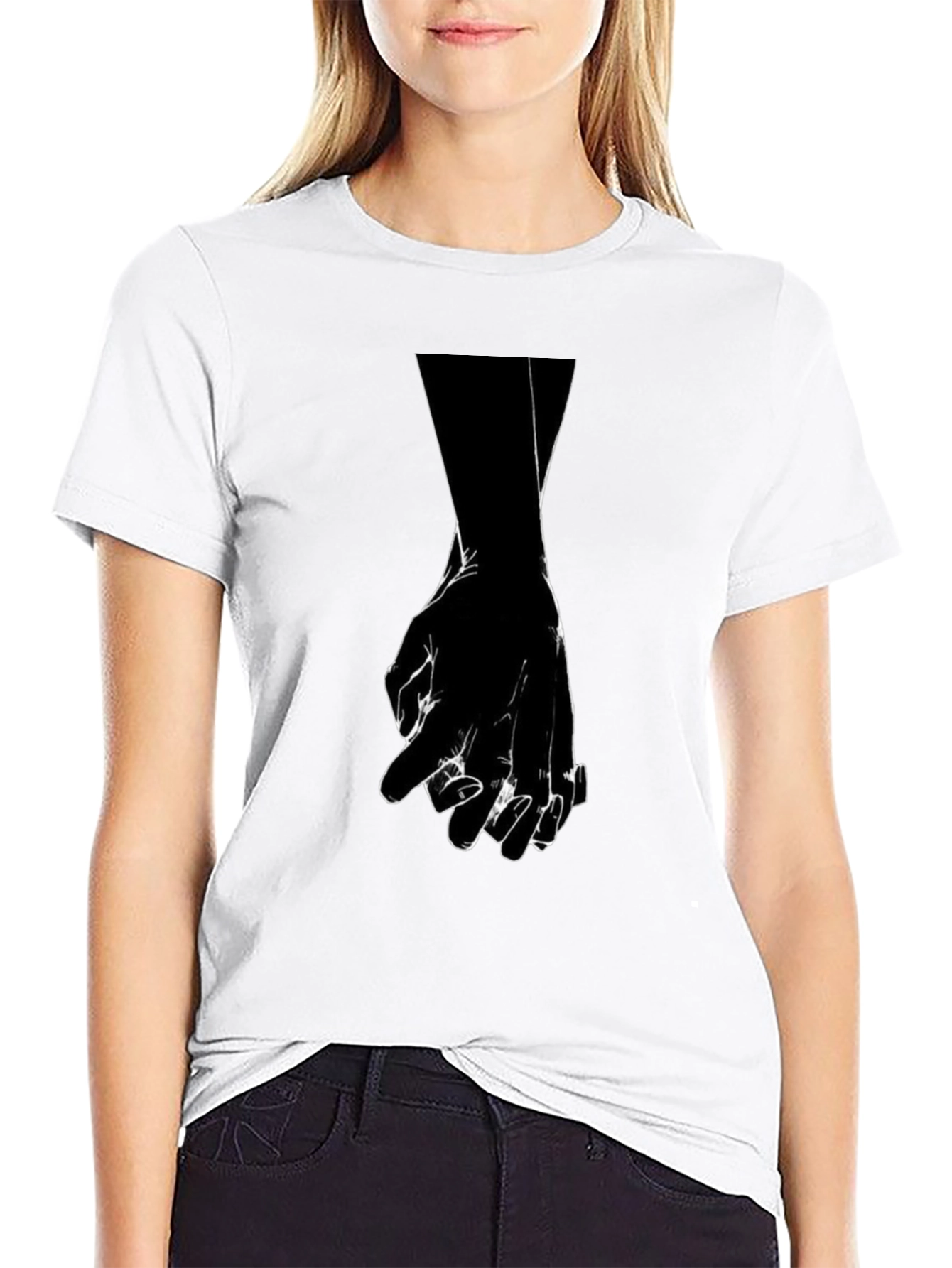 Black Graphic Tee - Holding Hands