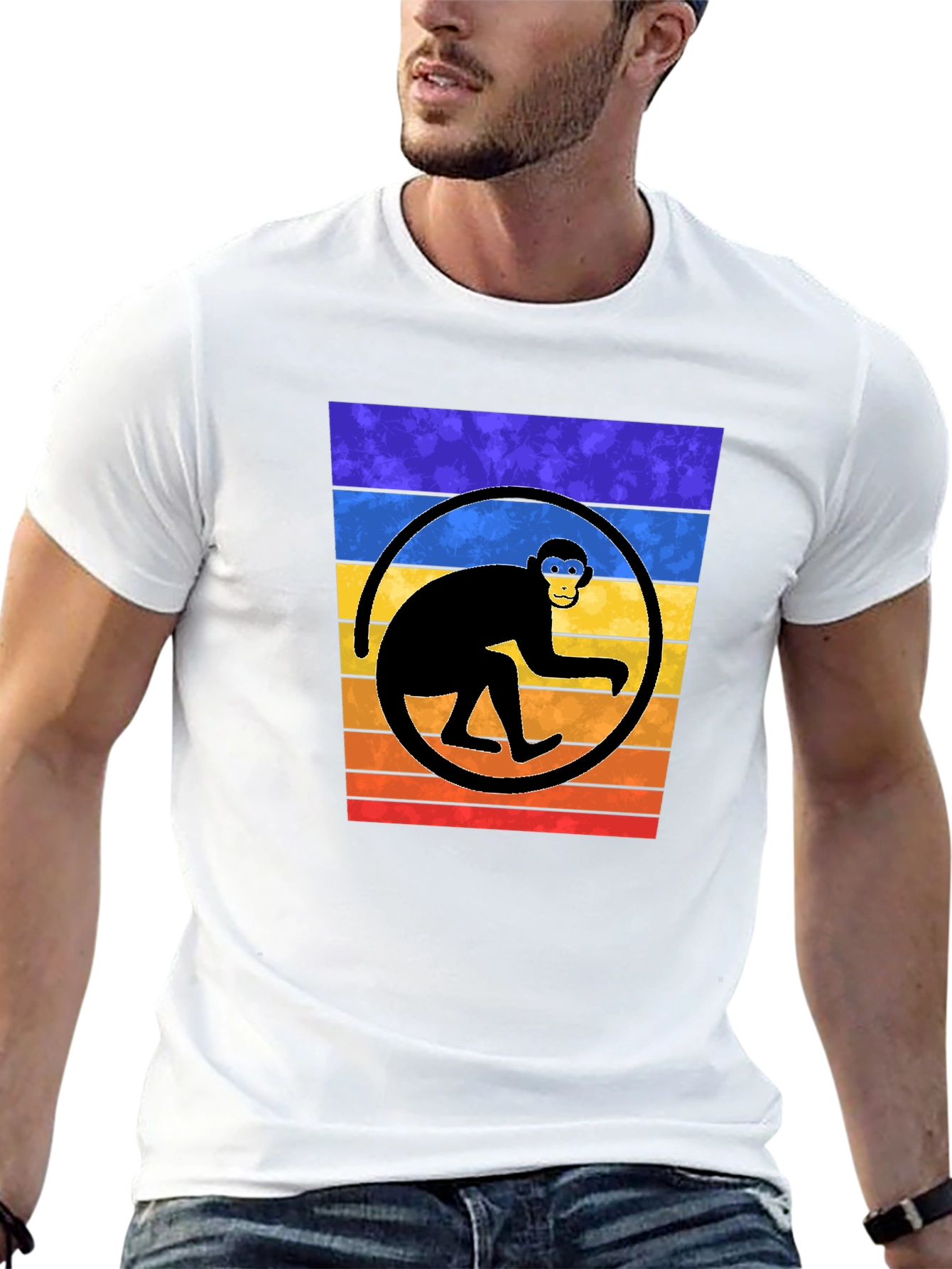 Retro Monkey Graphic Tee - Black