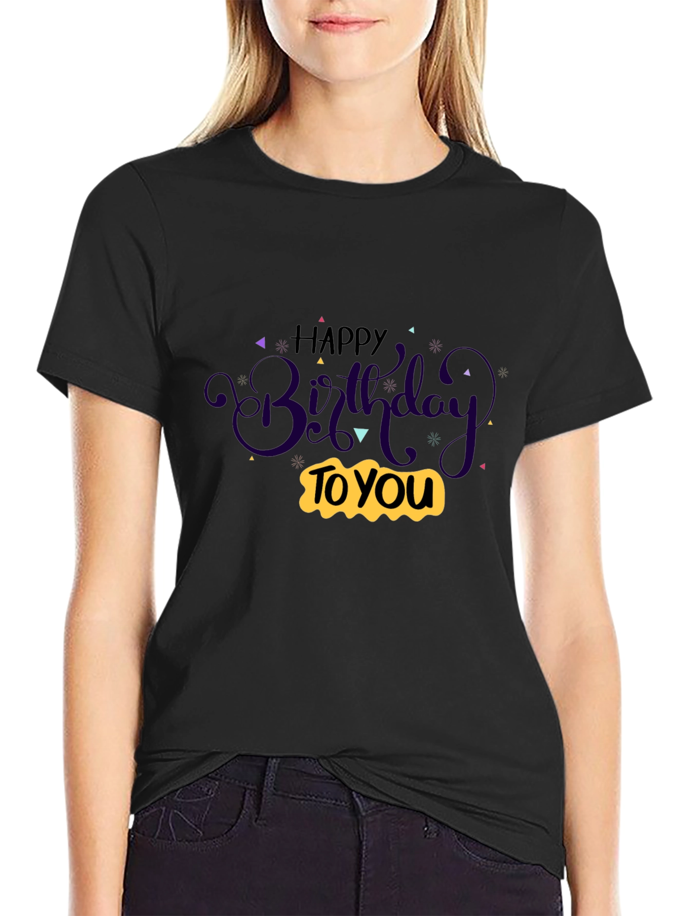 Happy Birthday Graphic Tee - Black