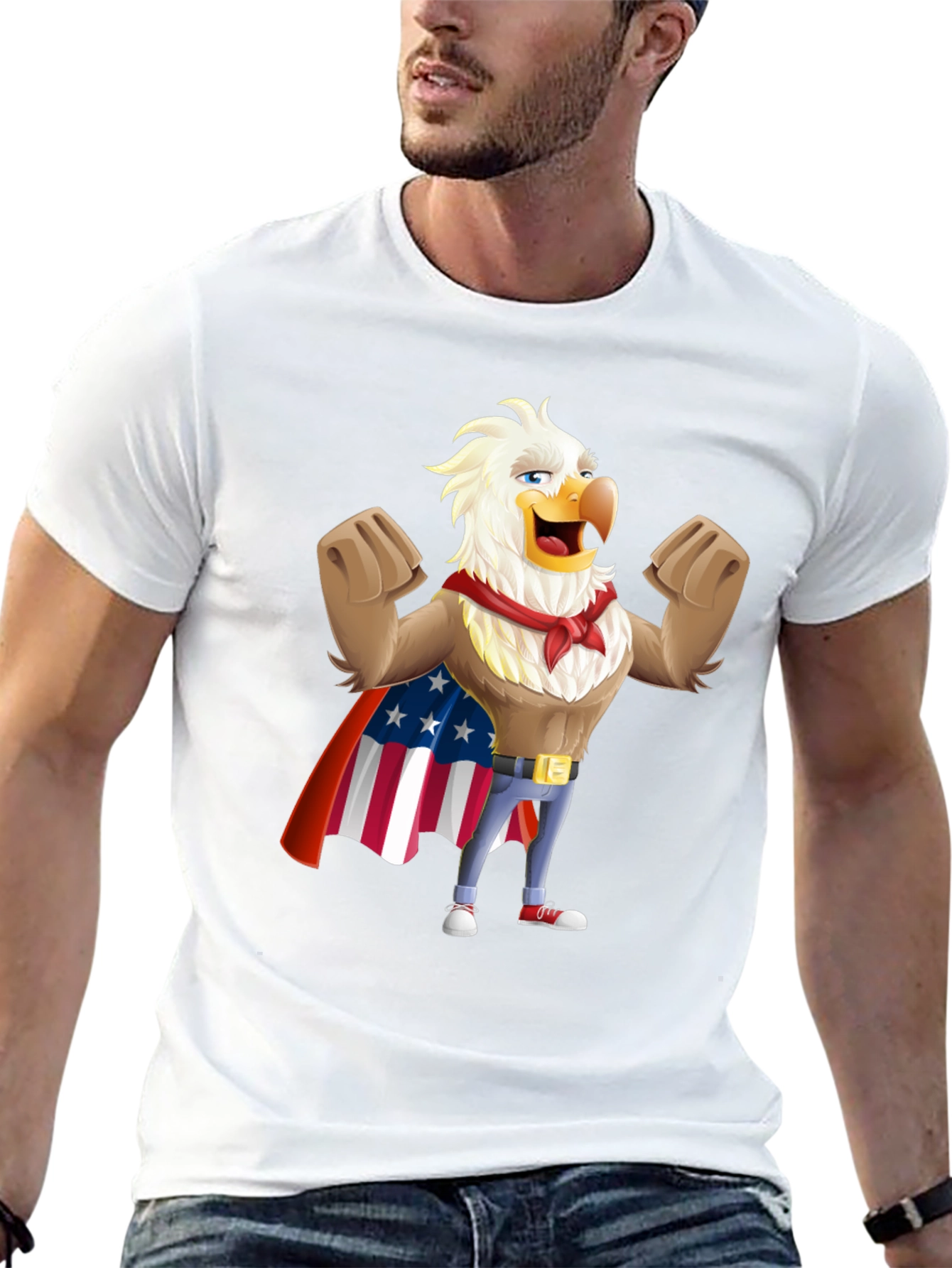 Eagle Superhero Graphic Tee - Patriotic Design