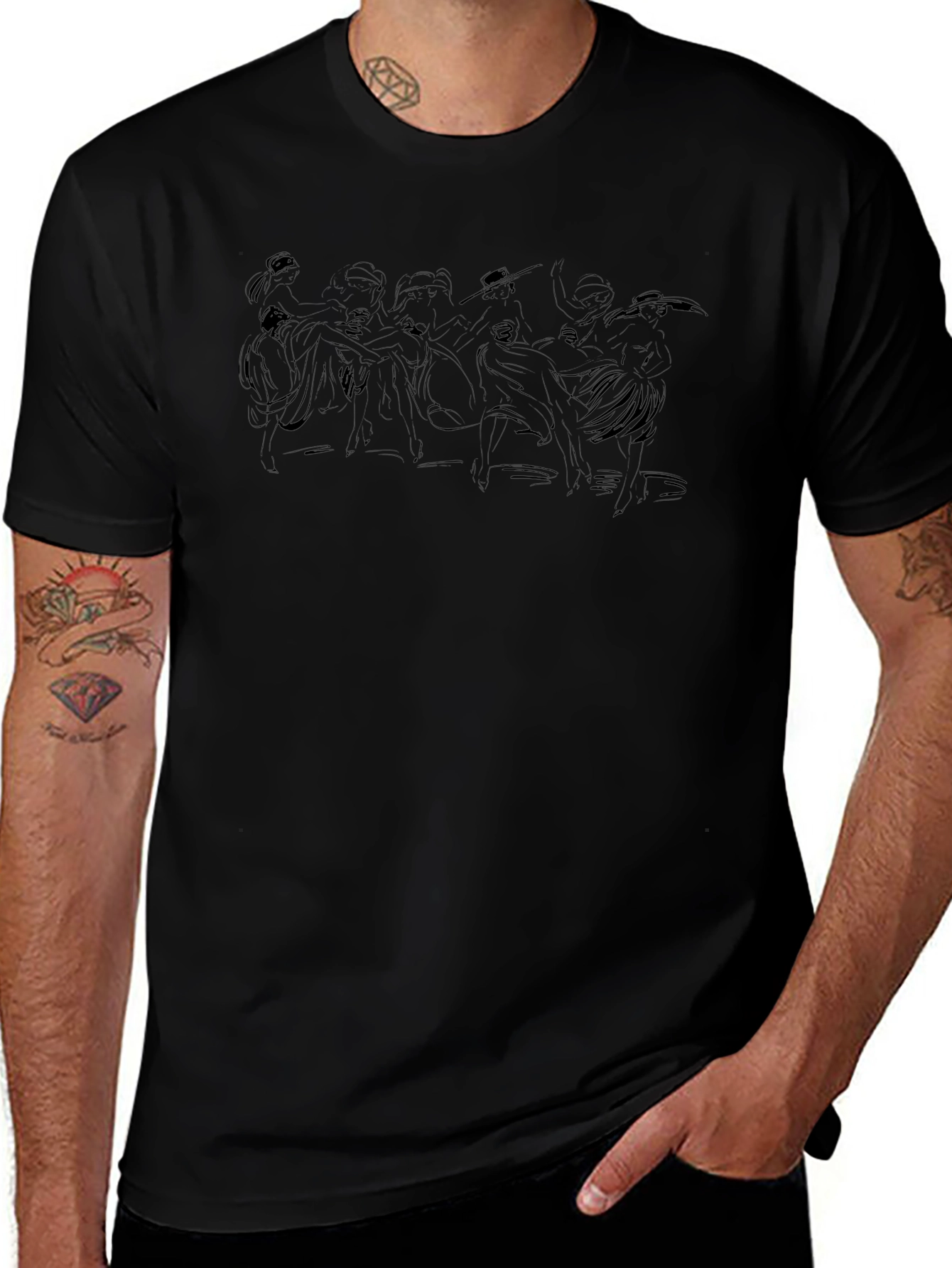 Abstract Dancer Graphic Tee - Black
