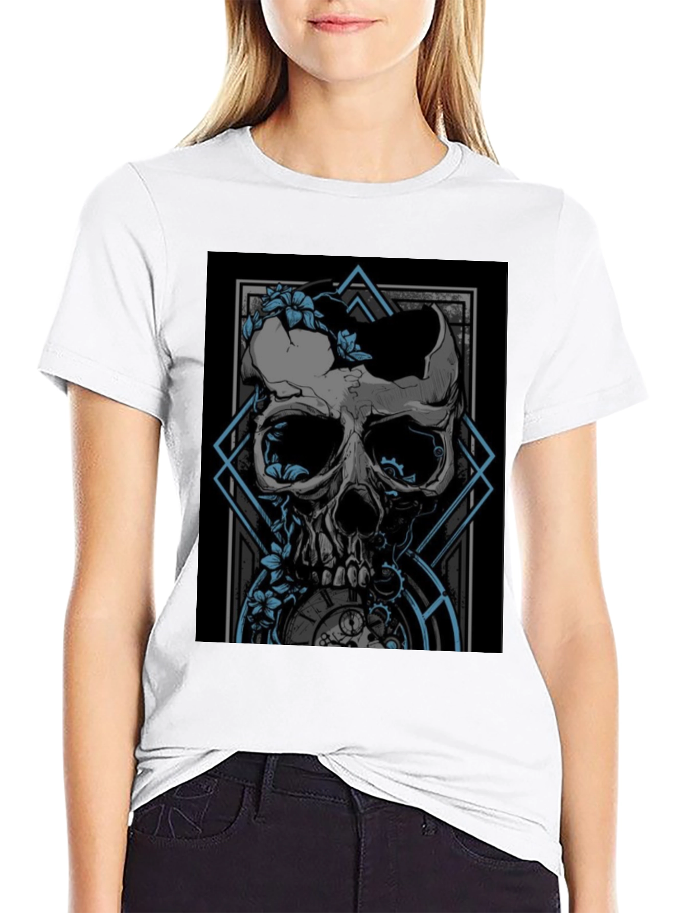 Skull & Clockwork Graphic Tee - Black