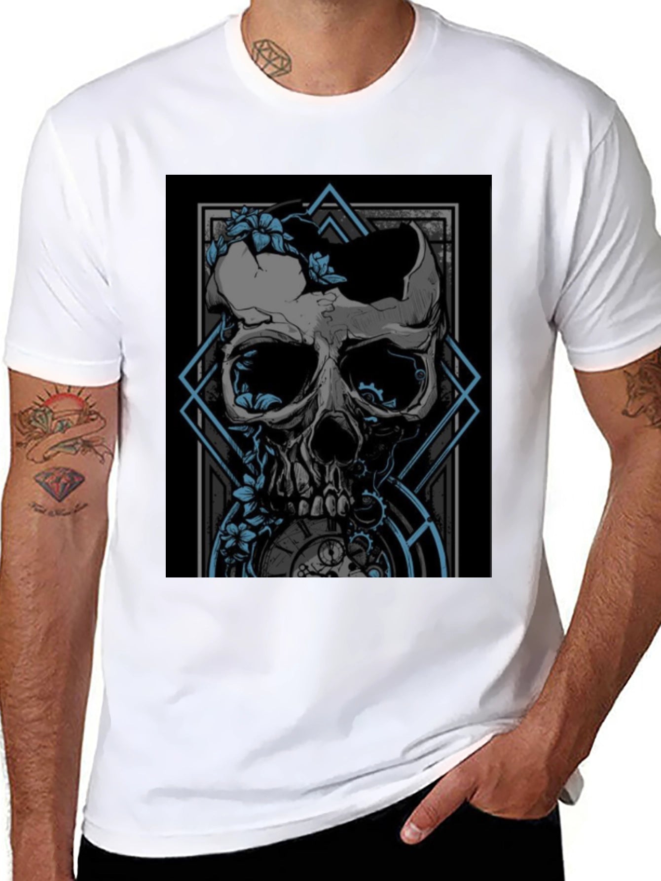 Skull & Clockwork Graphic Tee - Black