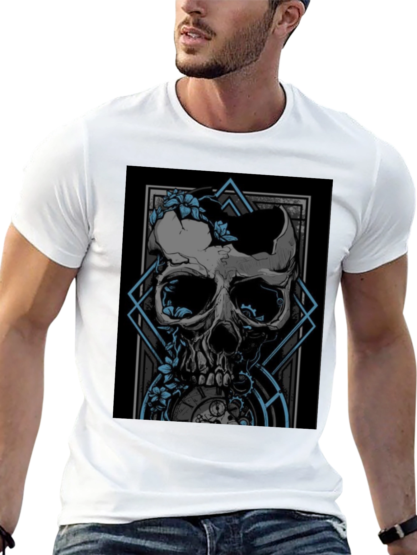 Skull & Clockwork Graphic Tee - Black