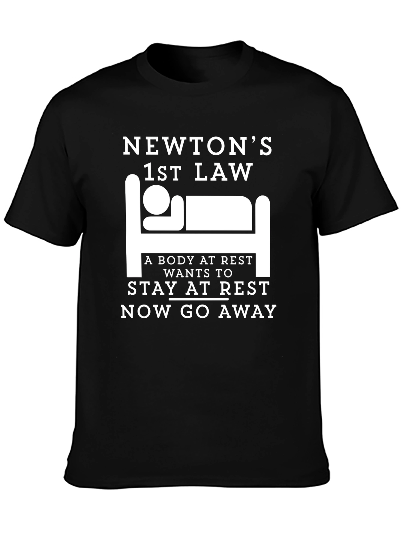 Newtons 1st Law Black T-Shirt - Funny Science Tee