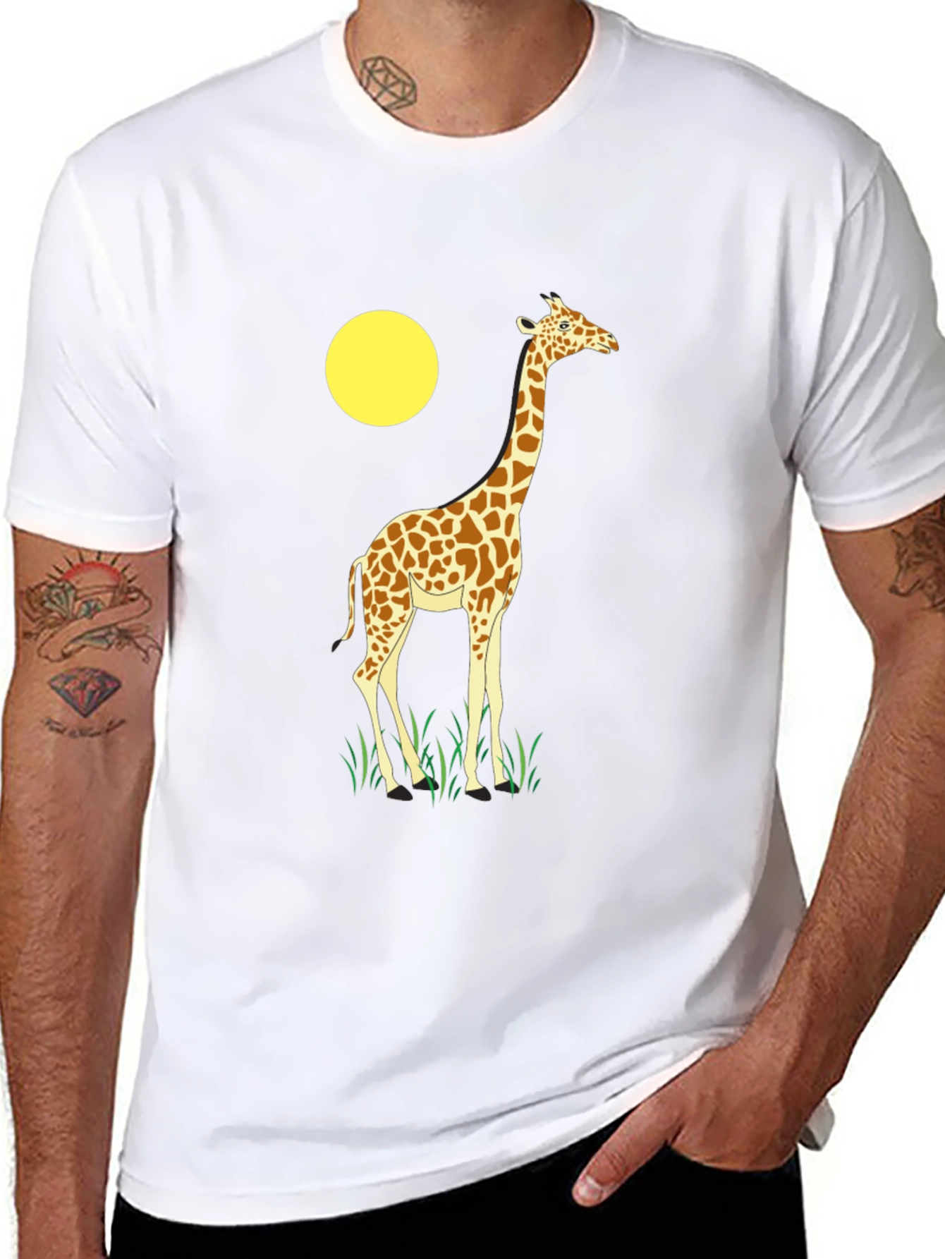 Giraffe Graphic T-Shirt - Novelty Animal Print Tee