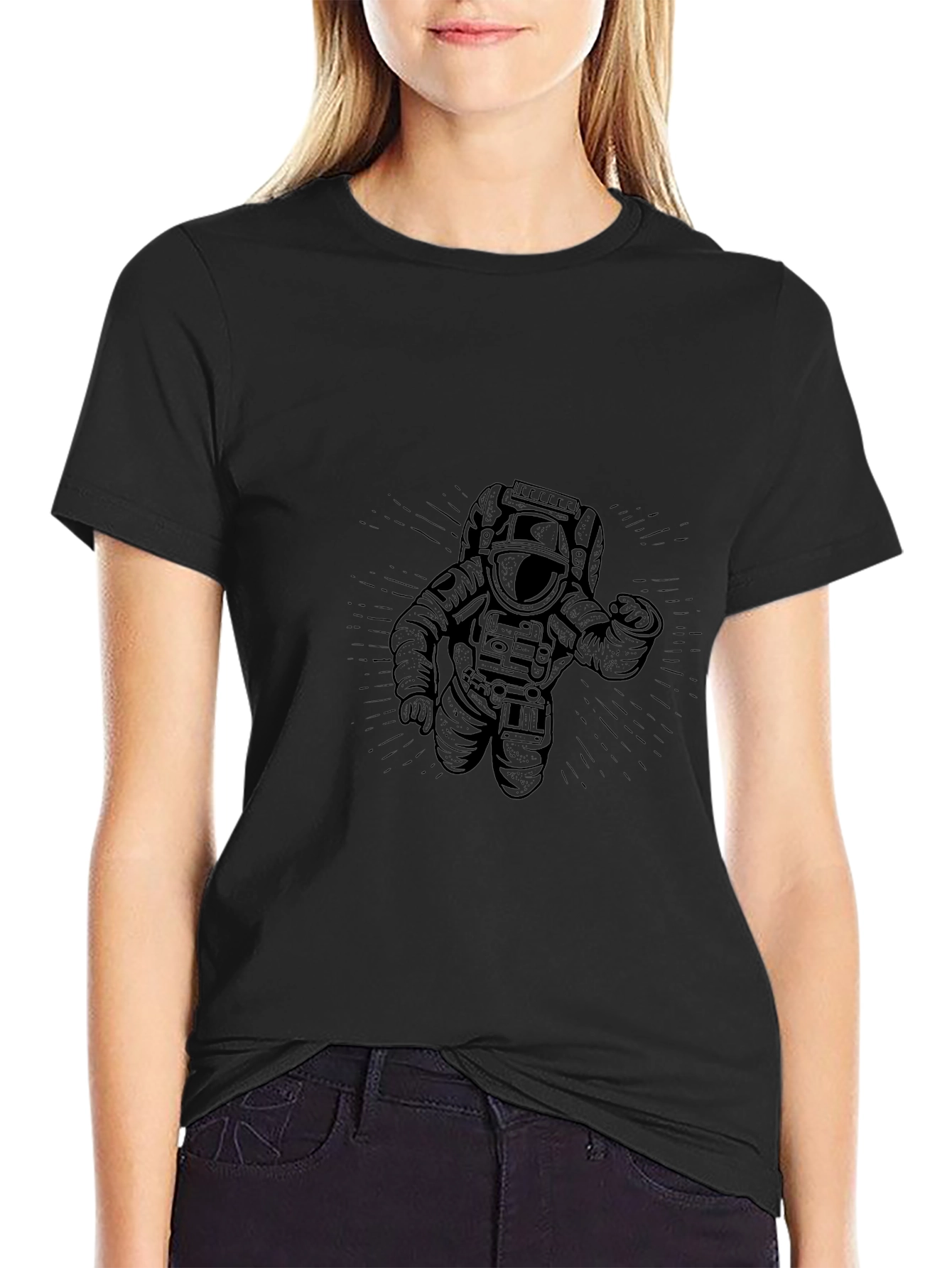Astronaut Graphic Black T-Shirt - Space Explorer Design