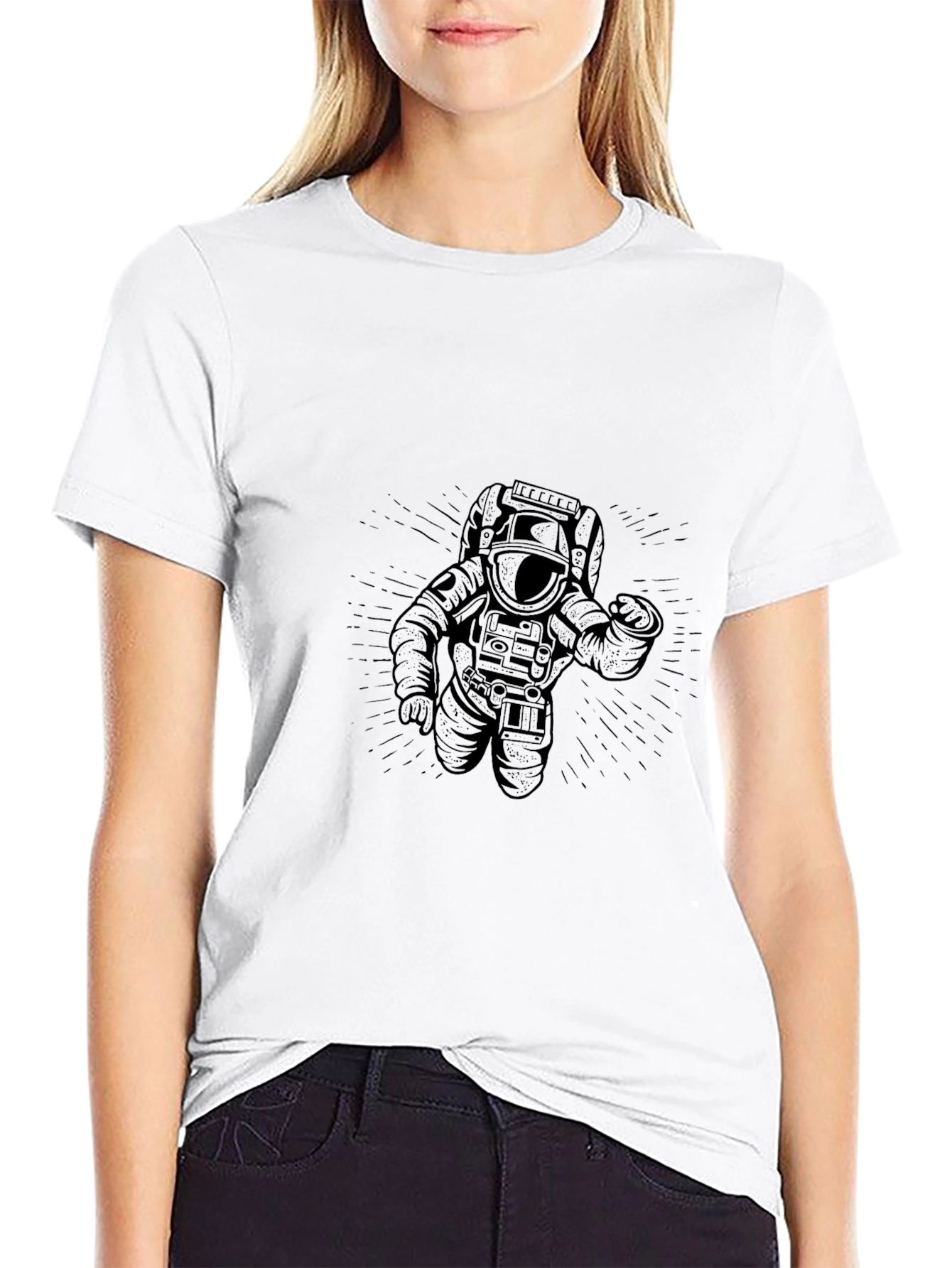 Astronaut Graphic Black T-Shirt - Space Explorer Design