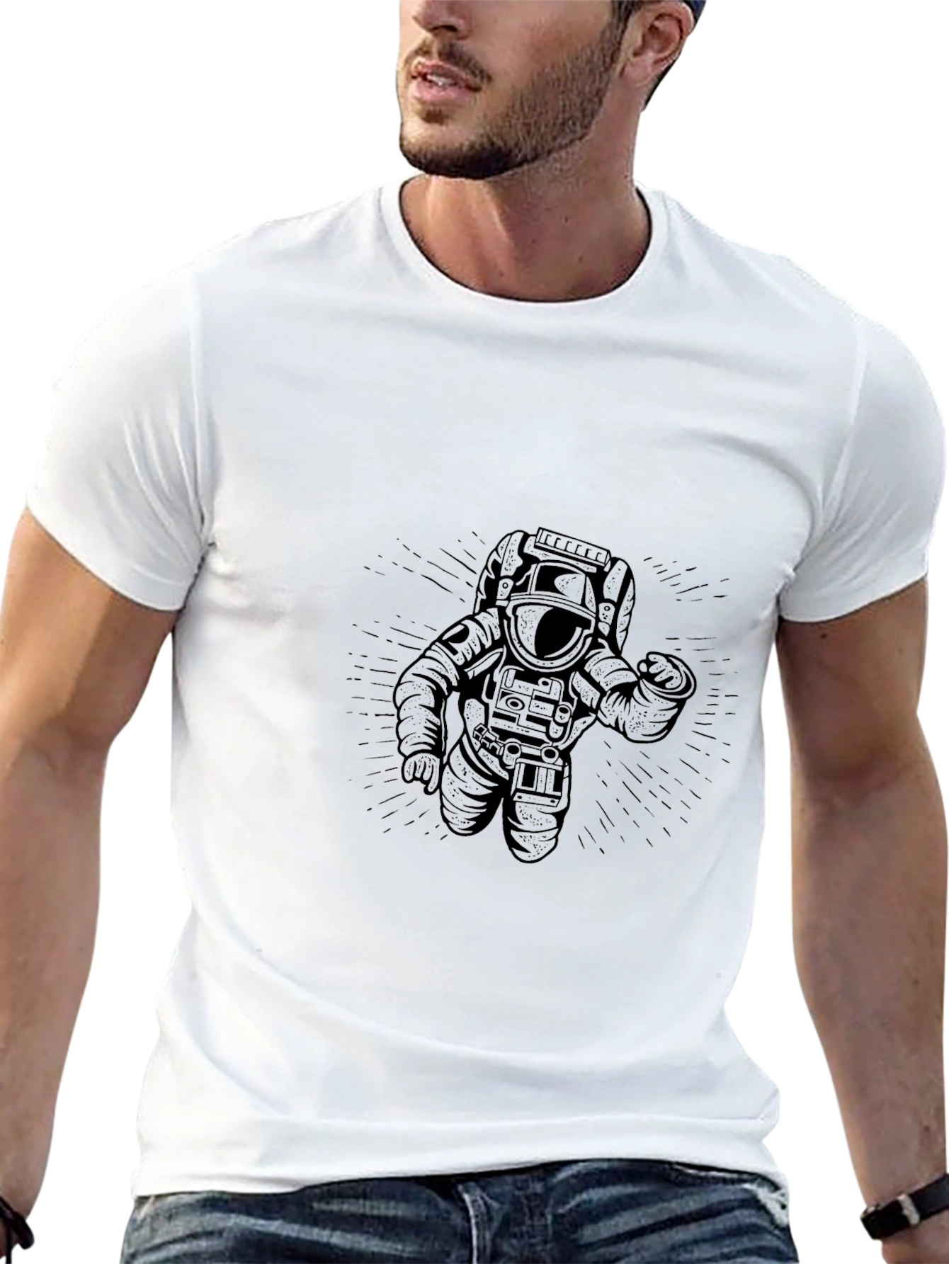 Astronaut Graphic Black T-Shirt - Space Explorer Design