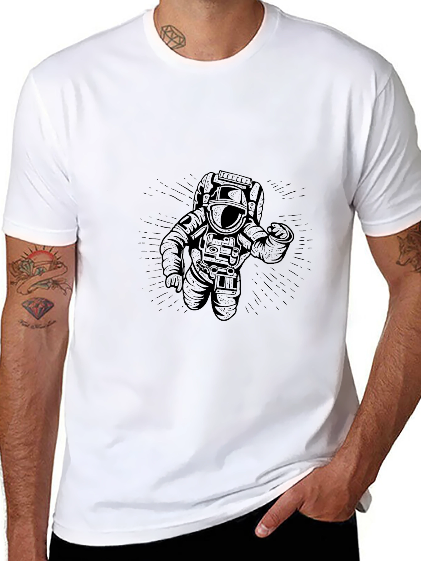 Astronaut Graphic Black T-Shirt - Space Explorer Design