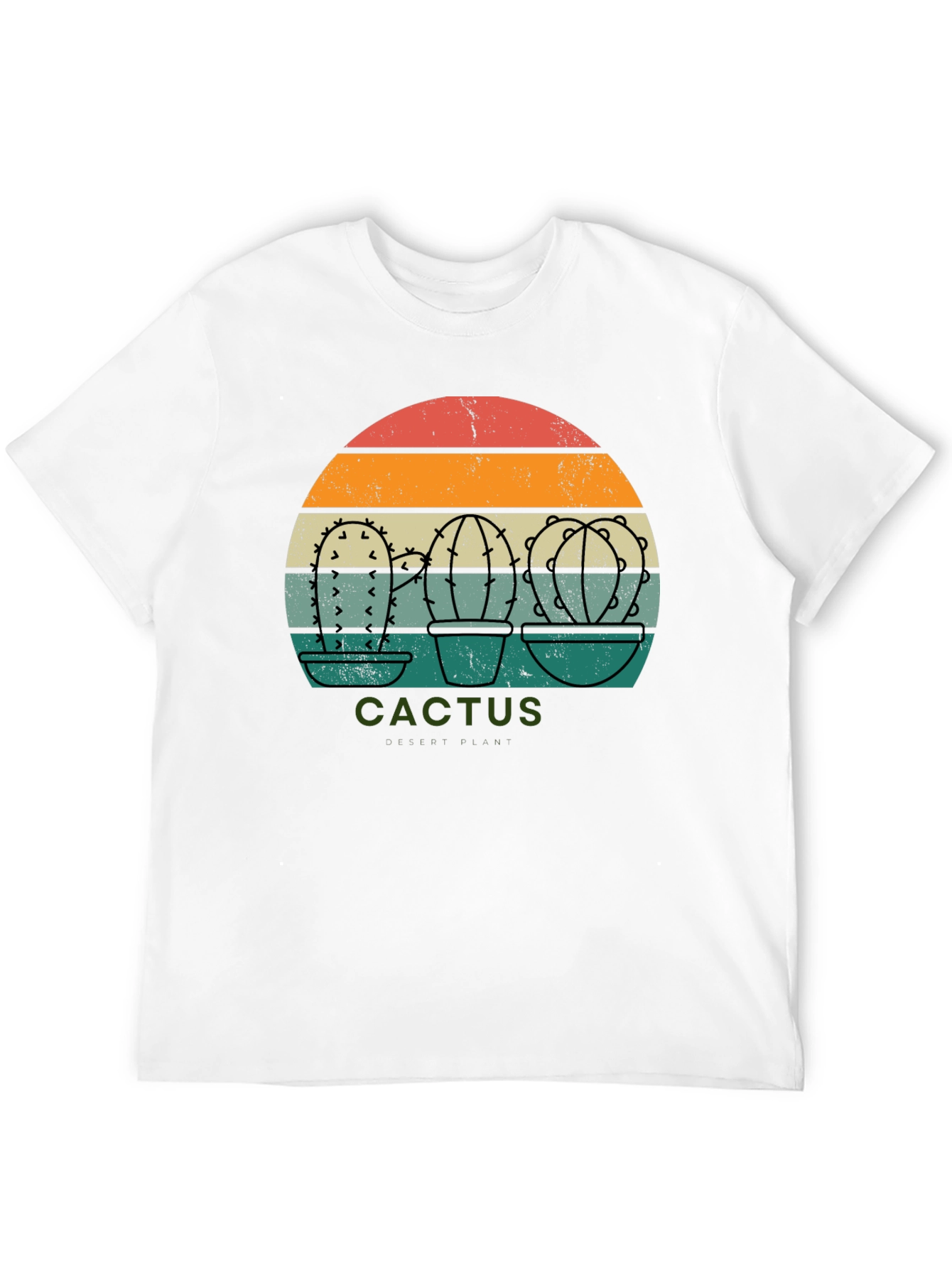 Retro Cactus Sunset Graphic Tee - Black