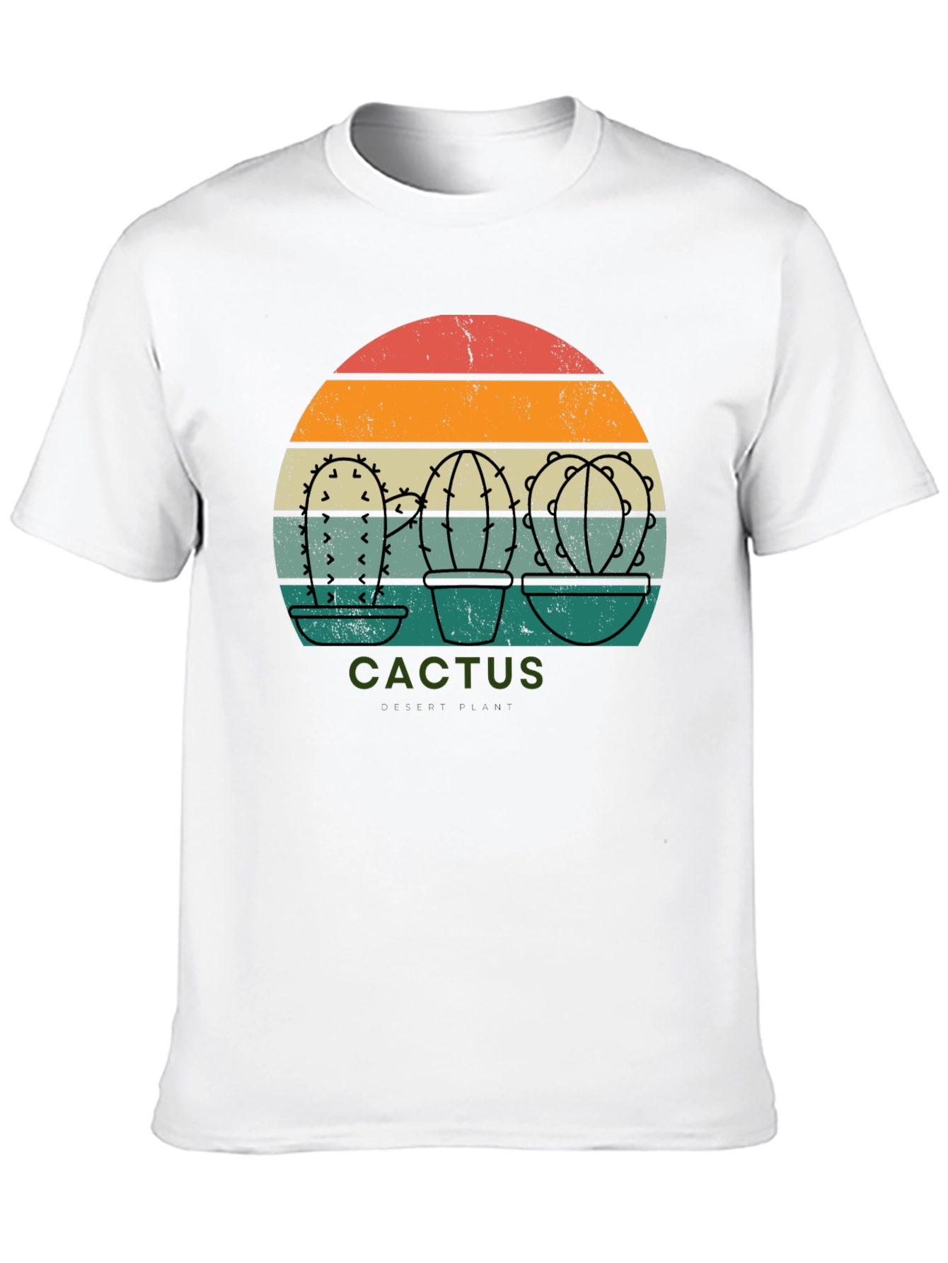 Retro Cactus Sunset Graphic Tee - Black