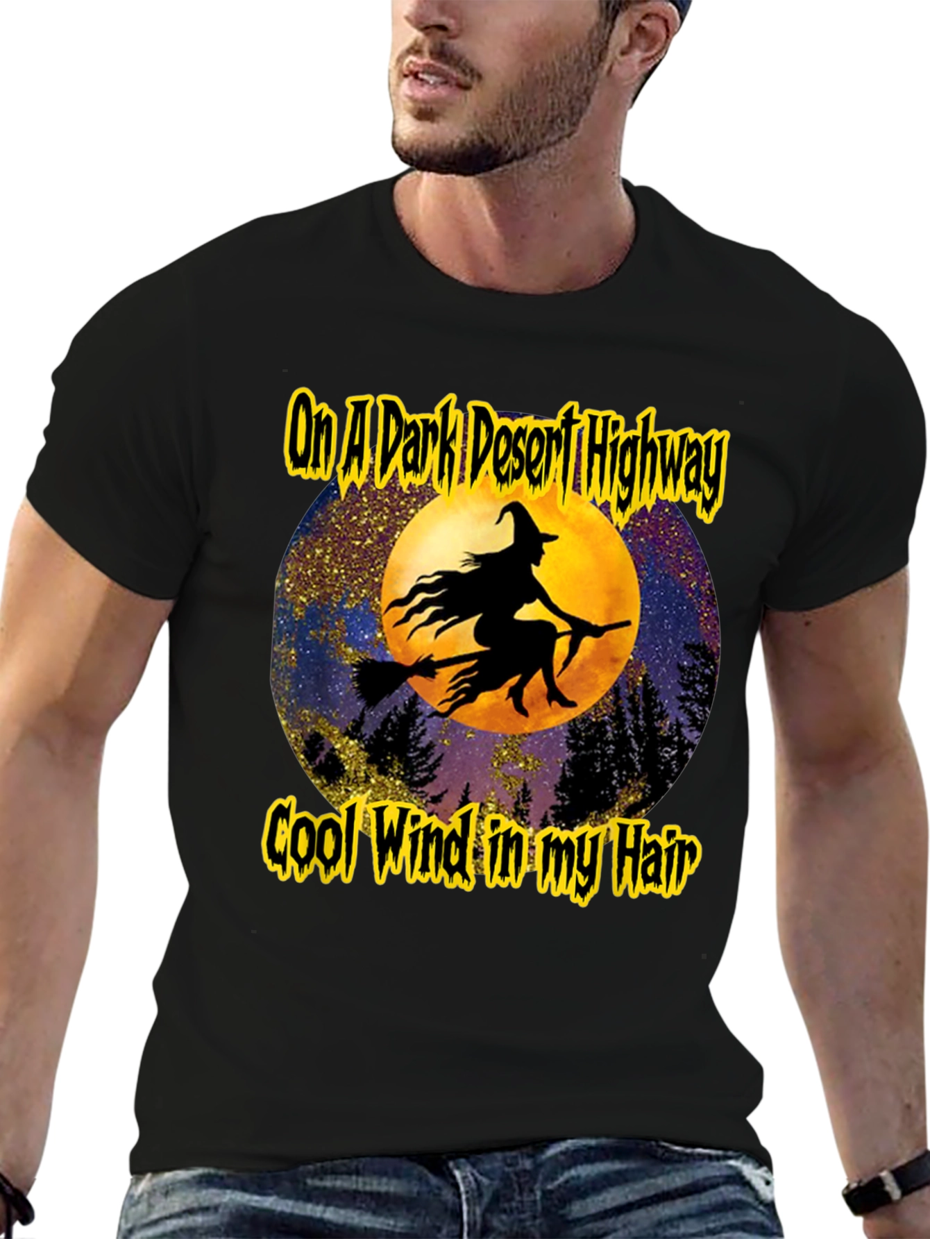 Witch On A Dark Desert Highway Graphic T-Shirt