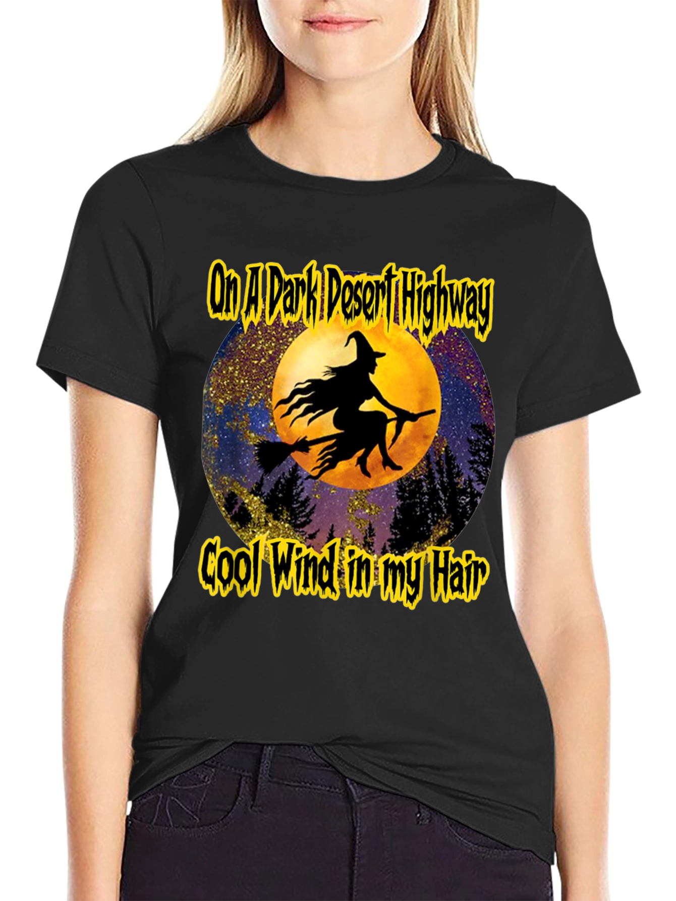Witch On A Dark Desert Highway Graphic T-Shirt