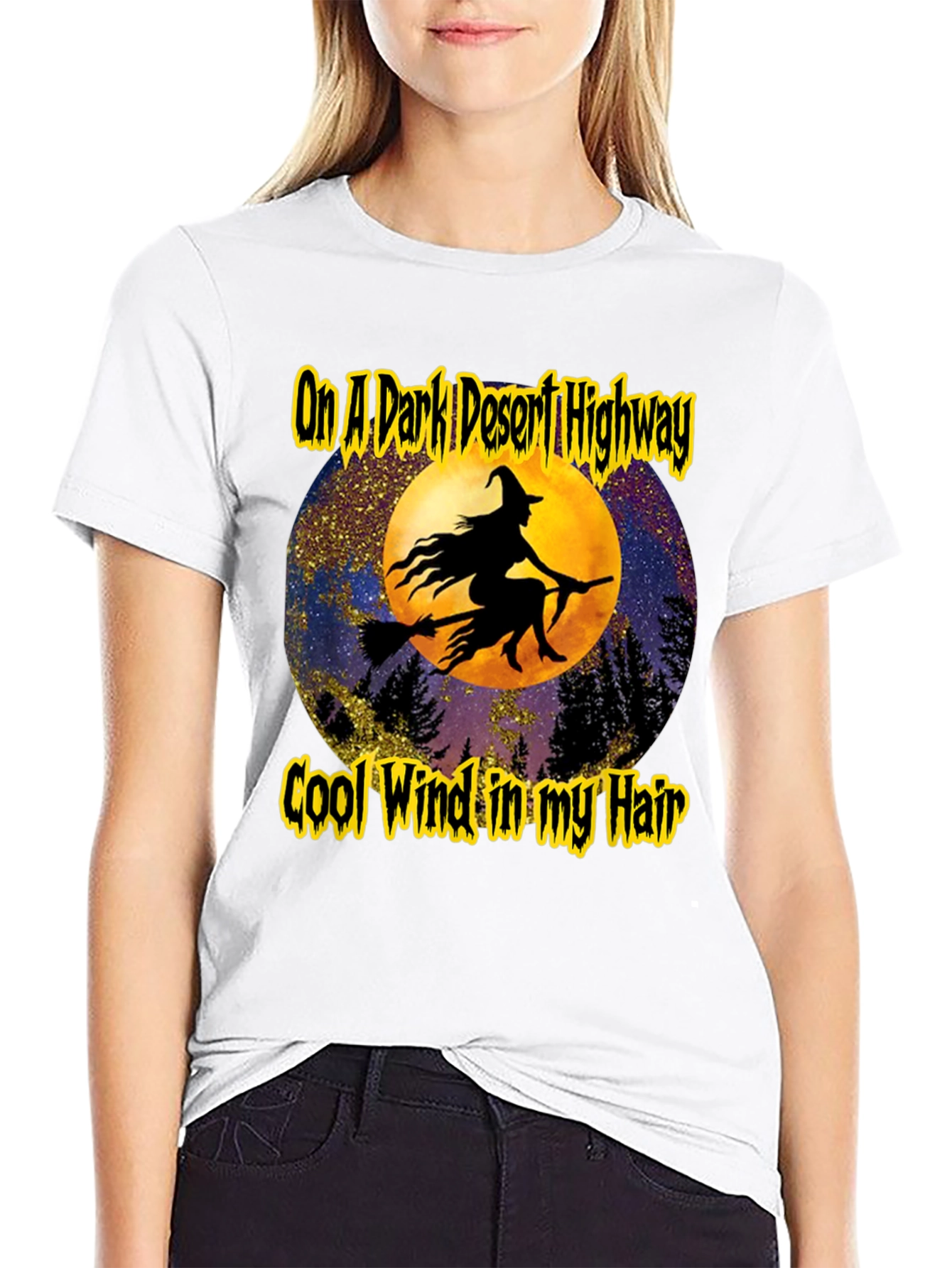 Witch On A Dark Desert Highway Graphic T-Shirt