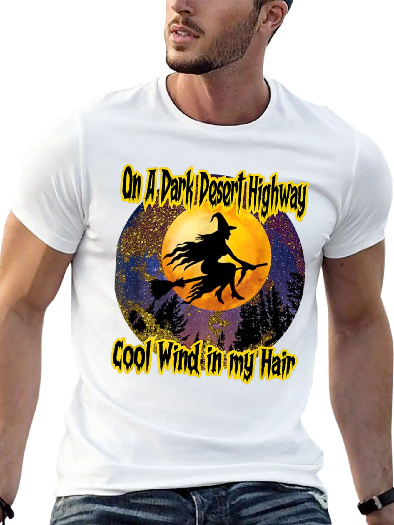 Witch On A Dark Desert Highway Graphic T-Shirt
