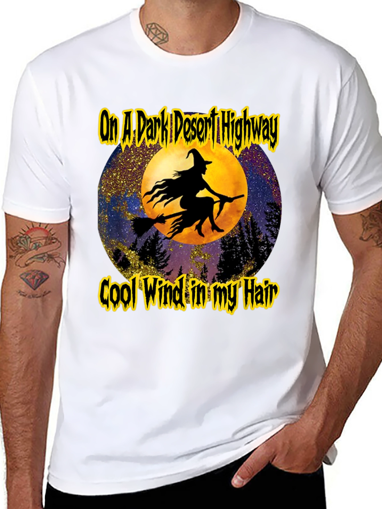 Witch On A Dark Desert Highway Graphic T-Shirt