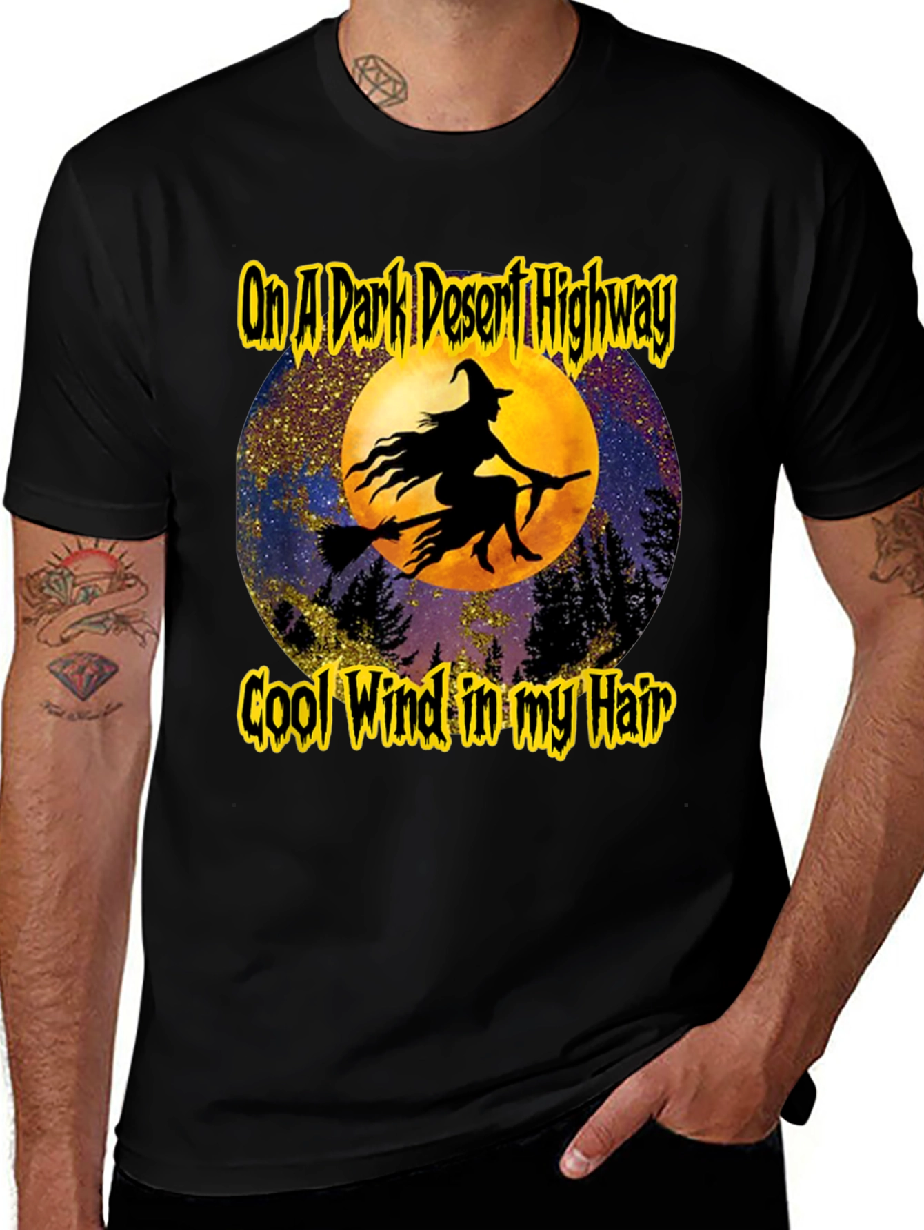 Witch On A Dark Desert Highway Graphic T-Shirt