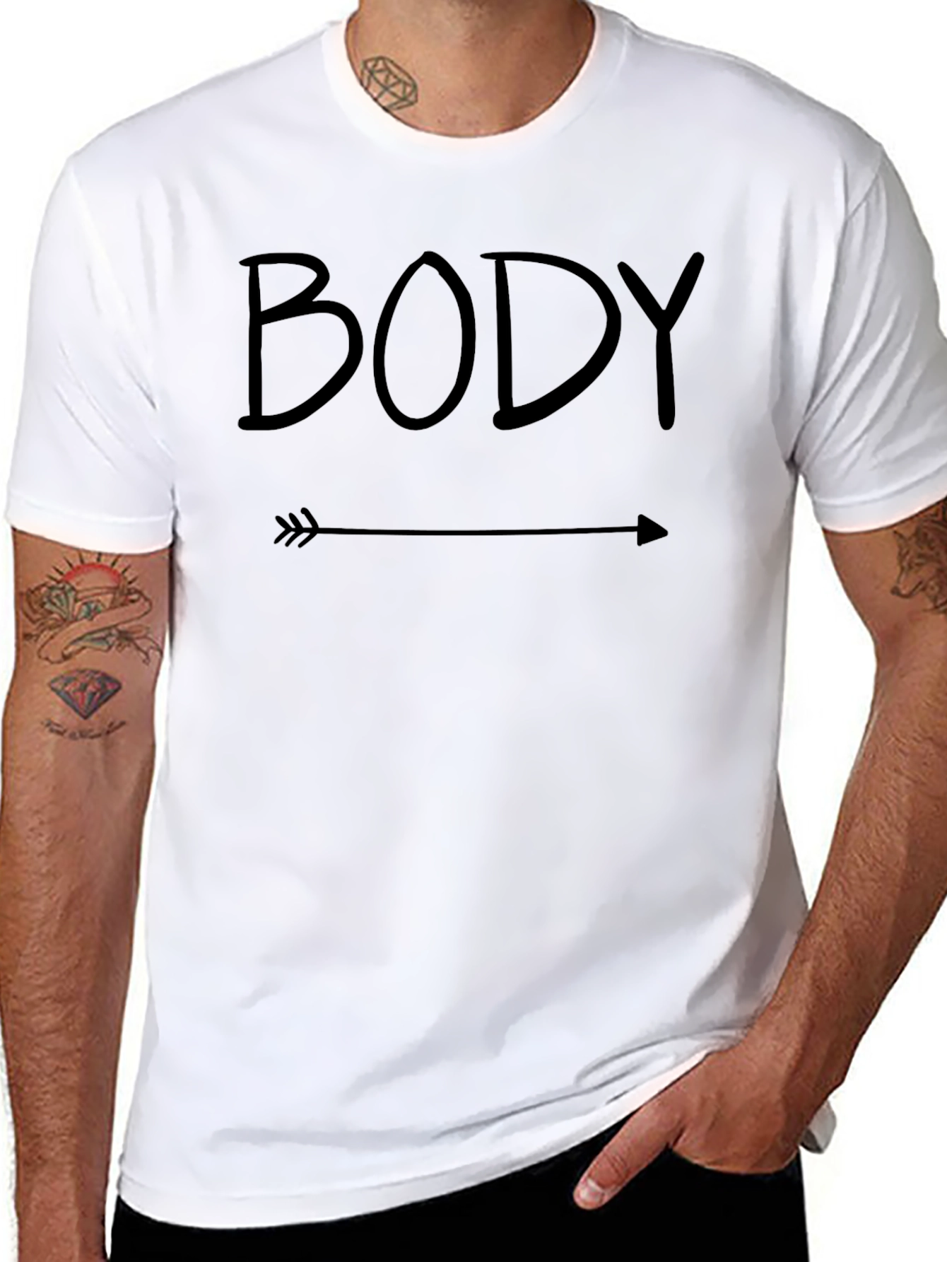 Body Arrow Graphic T-Shirt - Black Casual Tee
