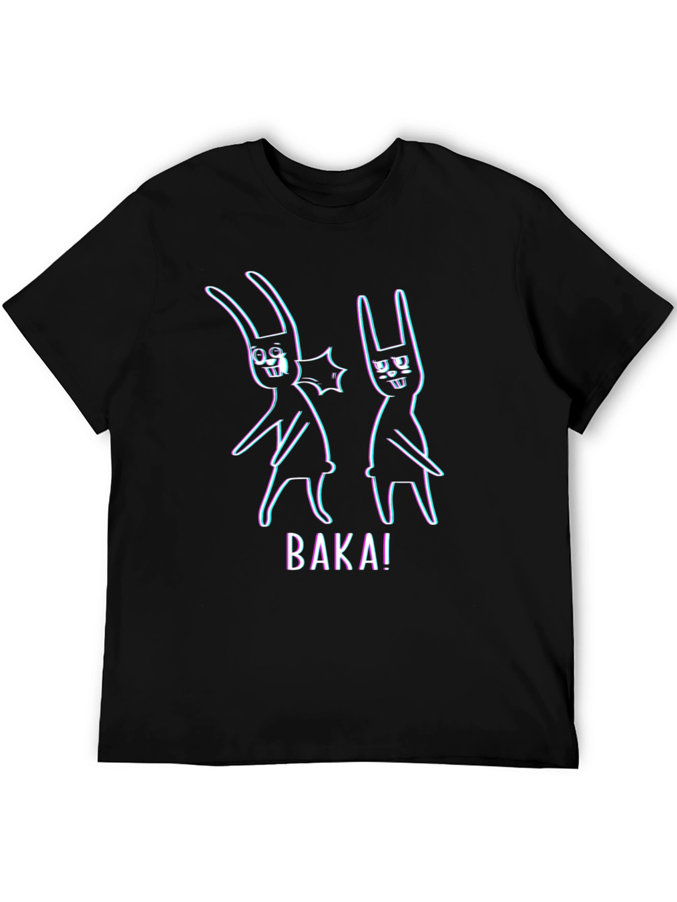 Baka! Anime Bunny Graphic Tee - Black