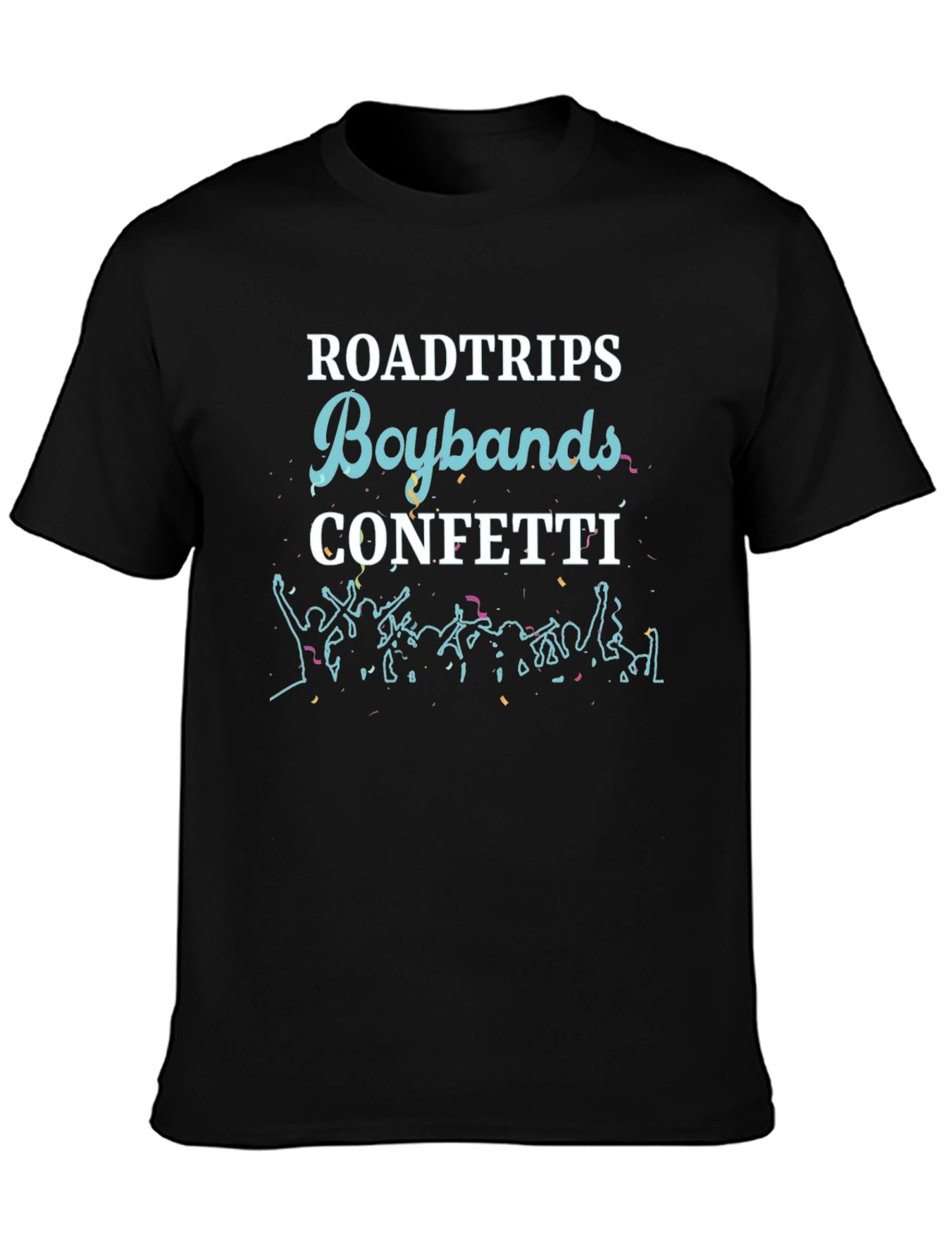 Roadtrips Boybands Confetti Black Graphic Tee