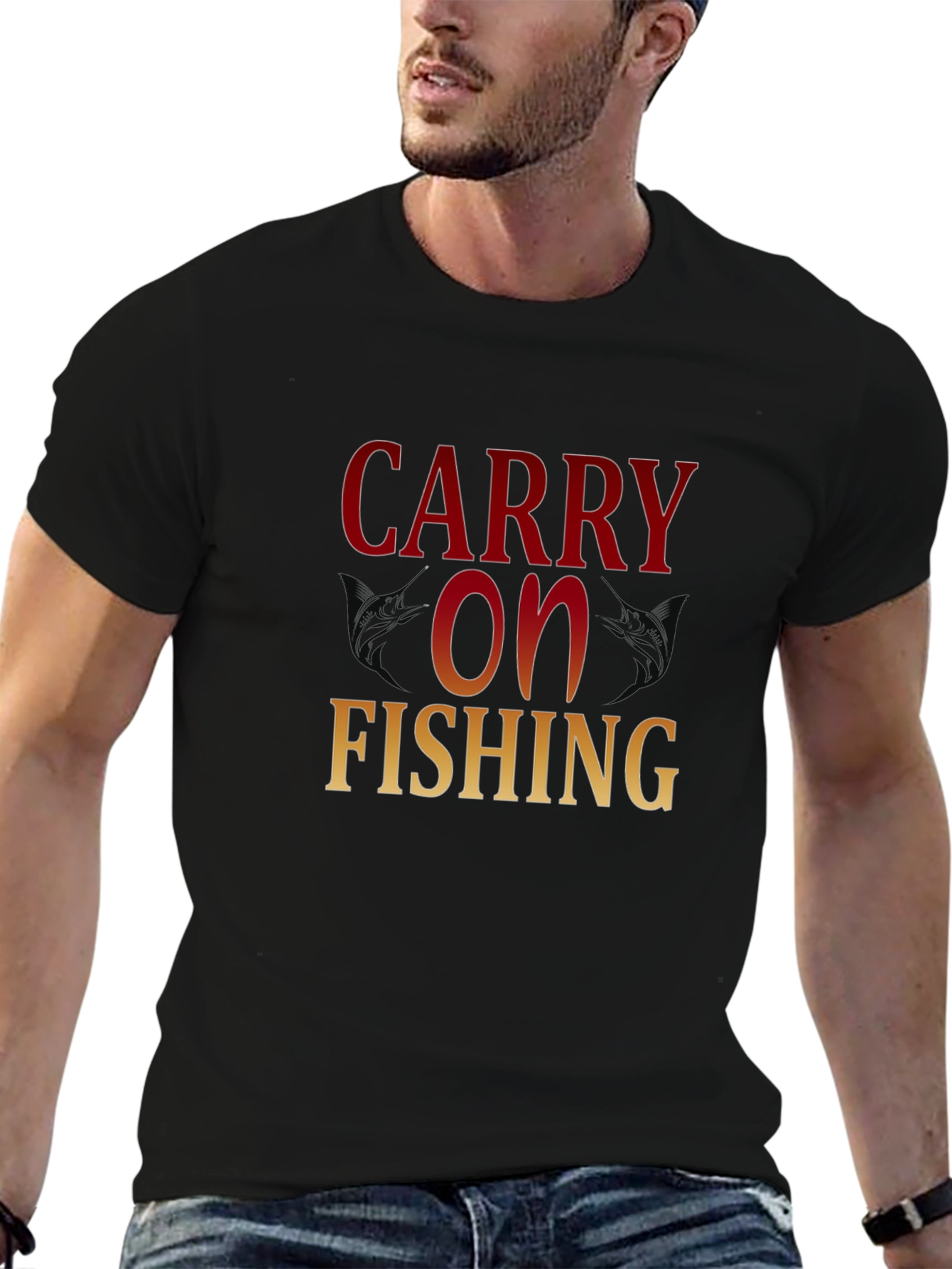 Carry On Fishing Graphic T-Shirt - Black