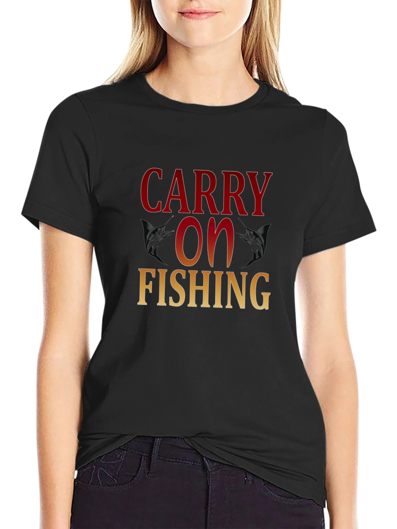 Carry On Fishing Graphic T-Shirt - Black