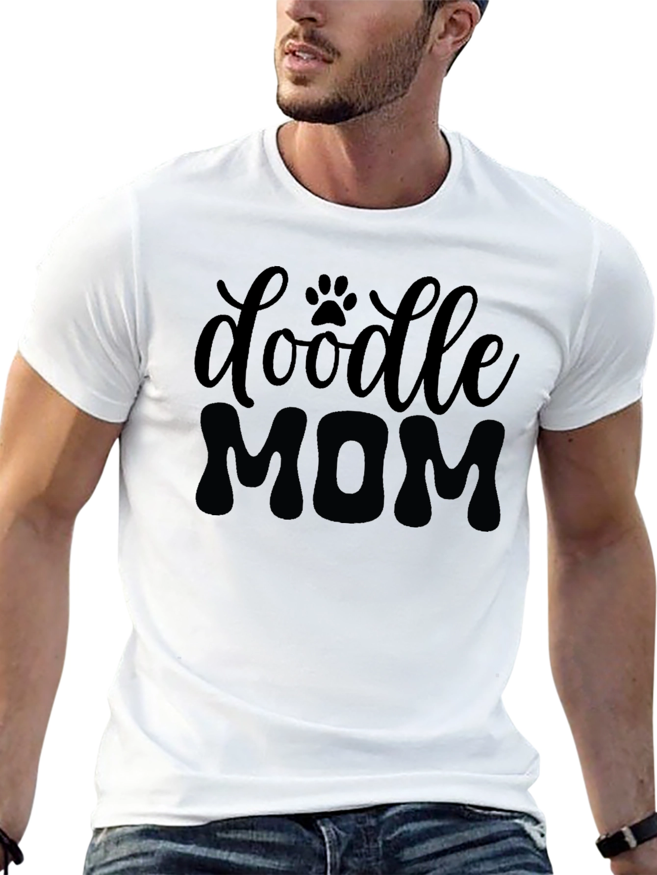 Doodle Mom Graphic Tee - Black Cotton T-Shirt