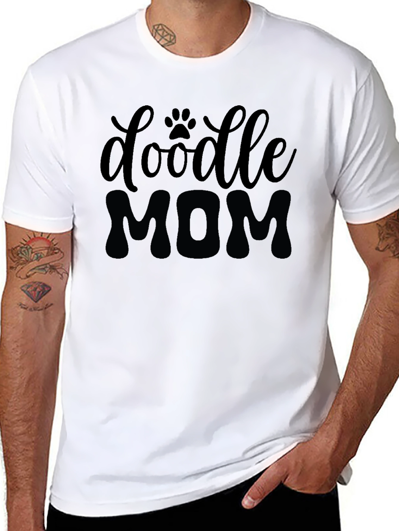 Doodle Mom Graphic Tee - Black Cotton T-Shirt