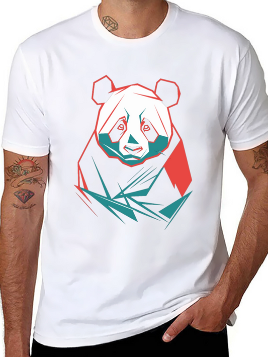 Geometric Panda Graphic Tee - Modern Style