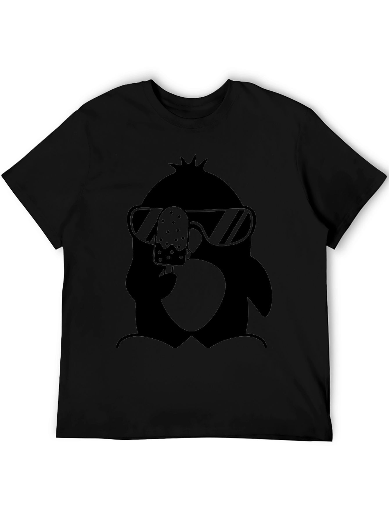 Cool Penguin Graphic Tee - Black Cotton T-Shirt