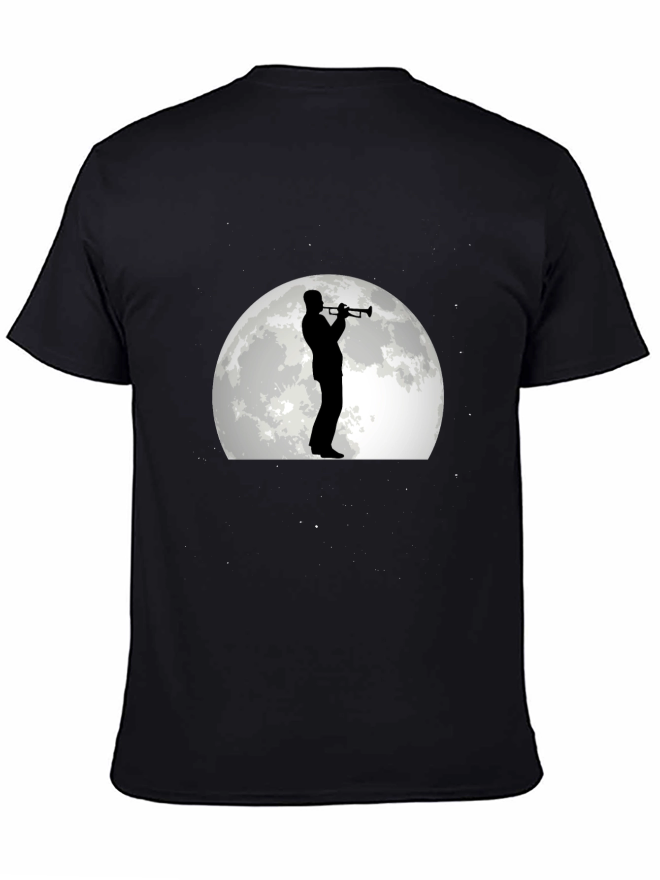 Moonlight Musician Graphic Tee - Black Cotton T-Shirt
