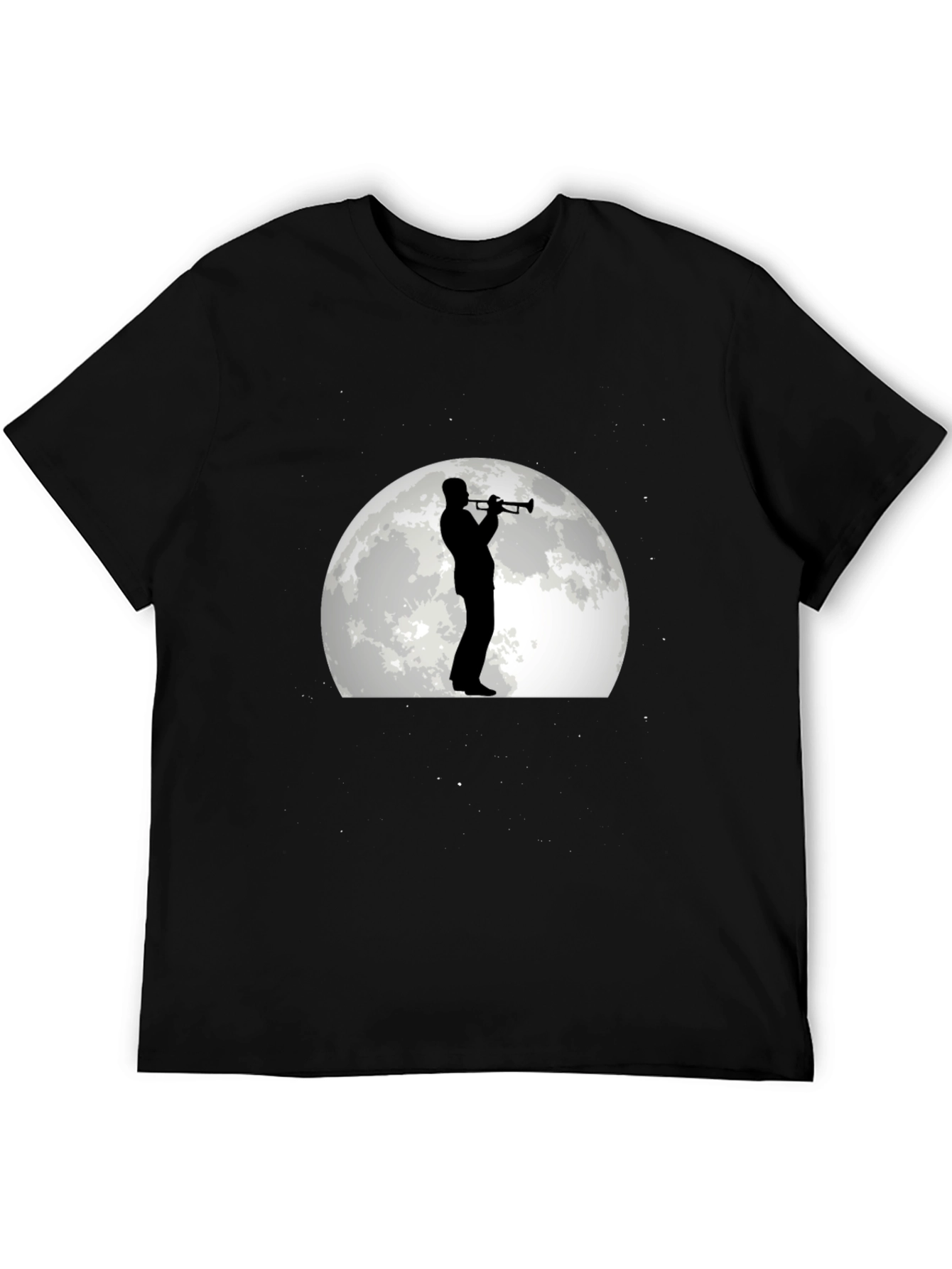 Moonlight Musician Graphic Tee - Black Cotton T-Shirt