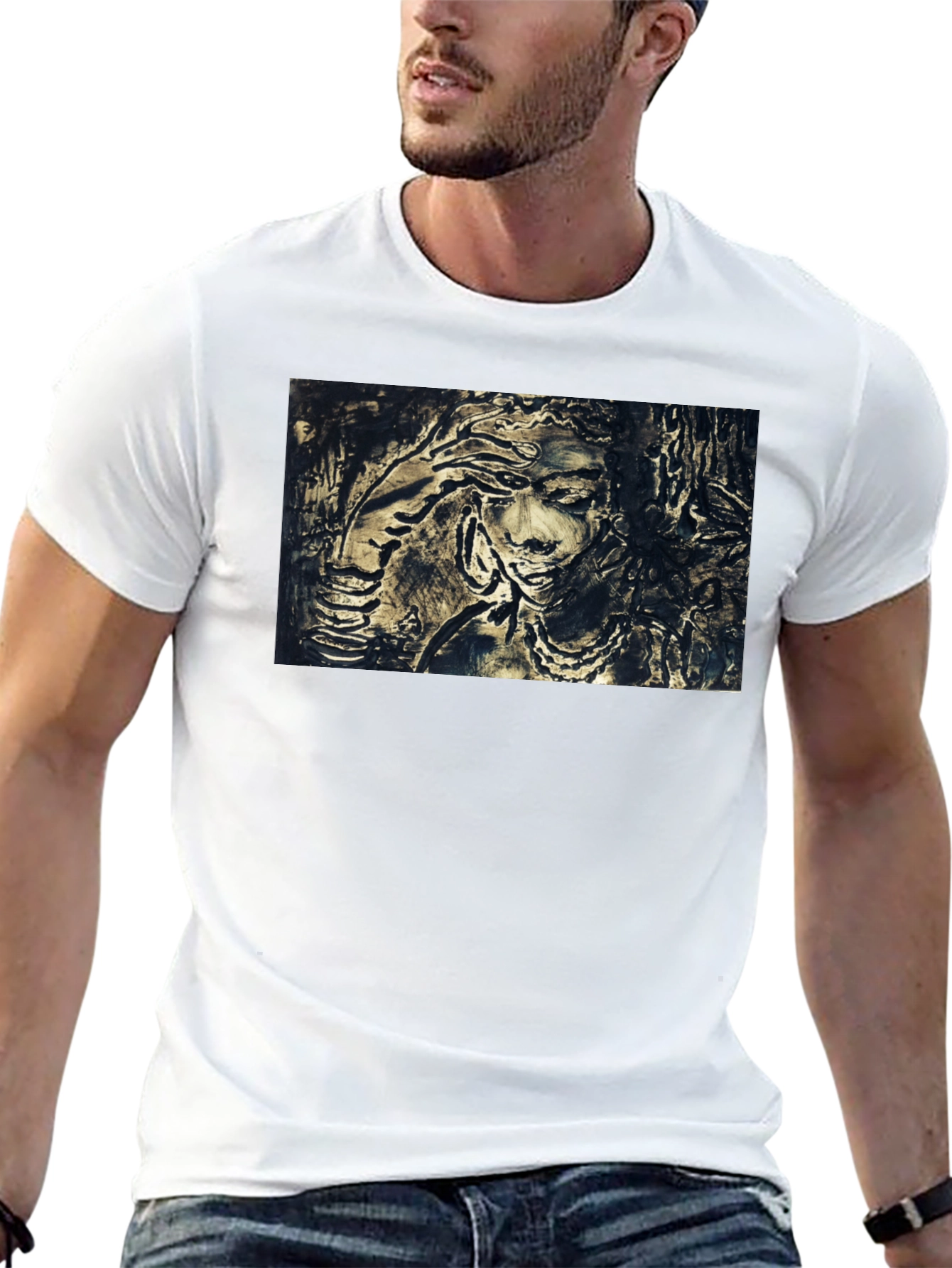 Artistic Woman Graphic Black T-Shirt