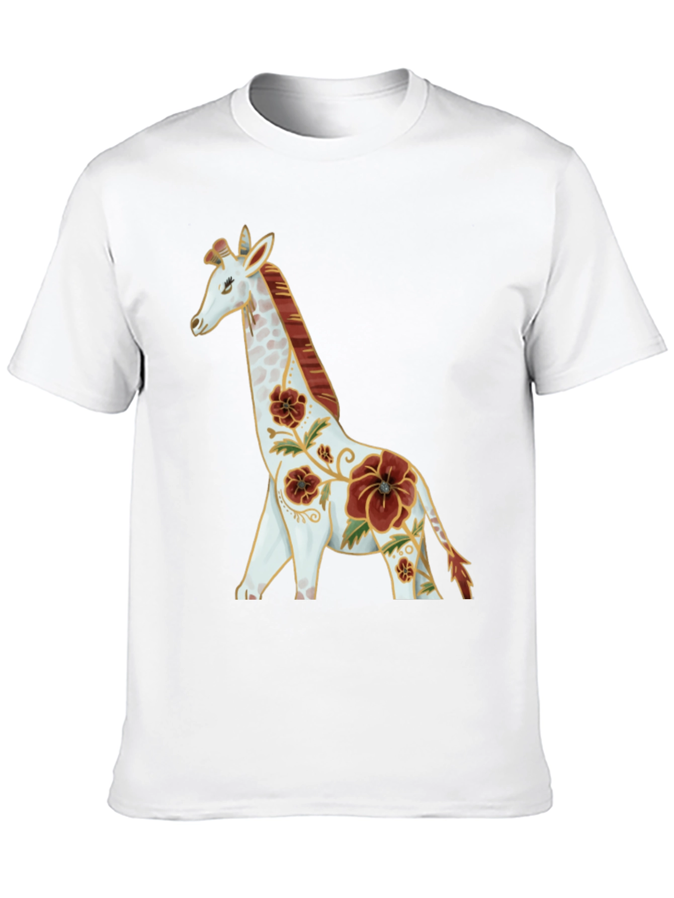 Floral Giraffe Graphic Tee - Black