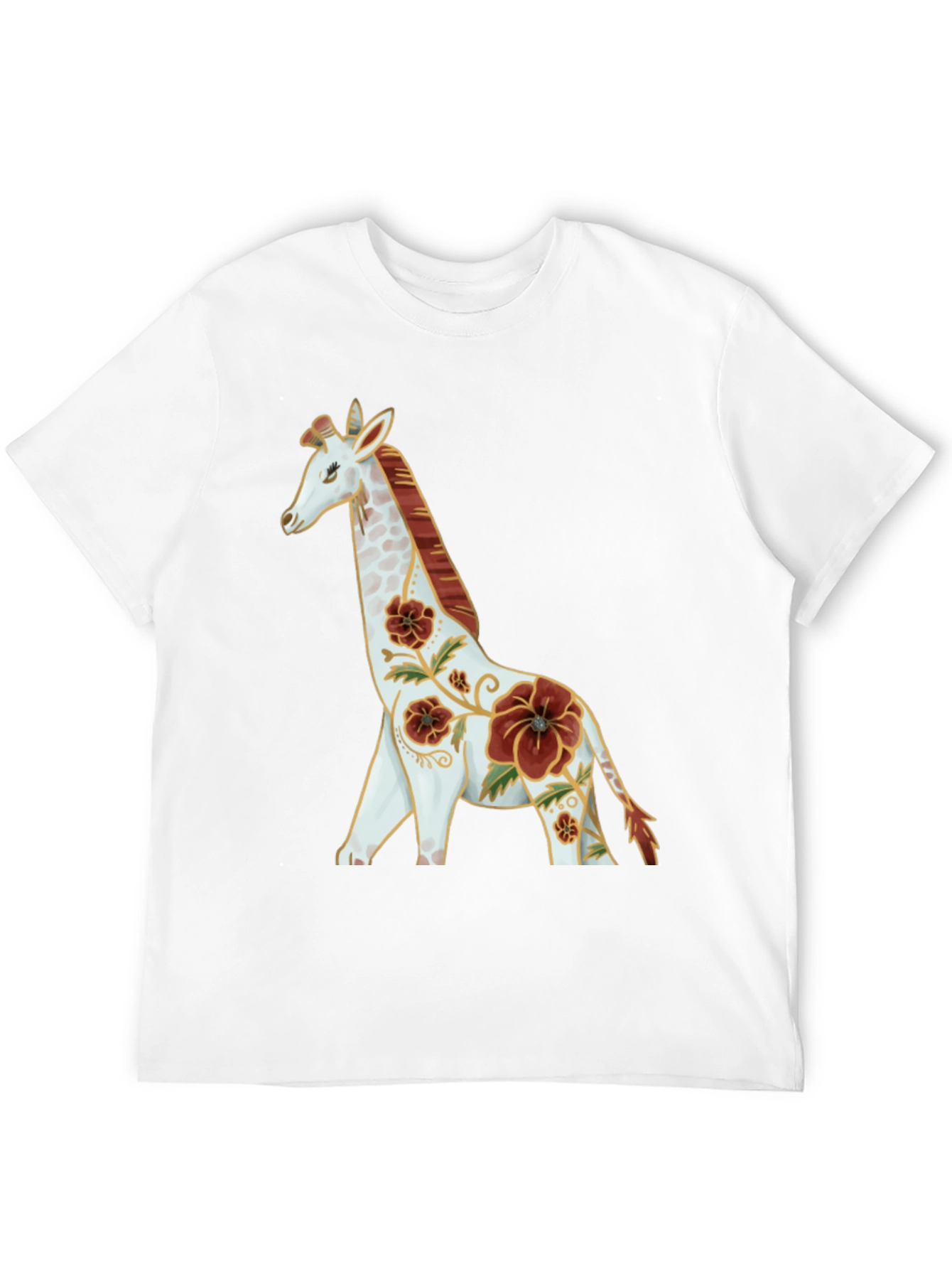 Floral Giraffe Graphic Tee - Black