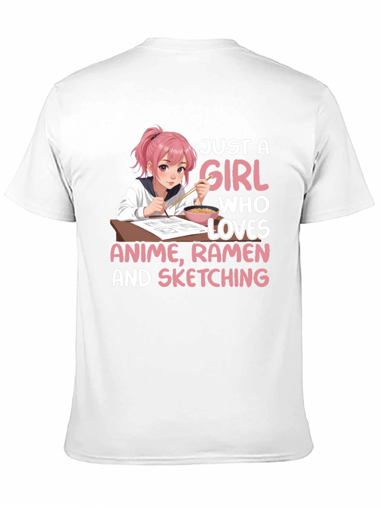 Anime Girl Ramen Sketching T-Shirt