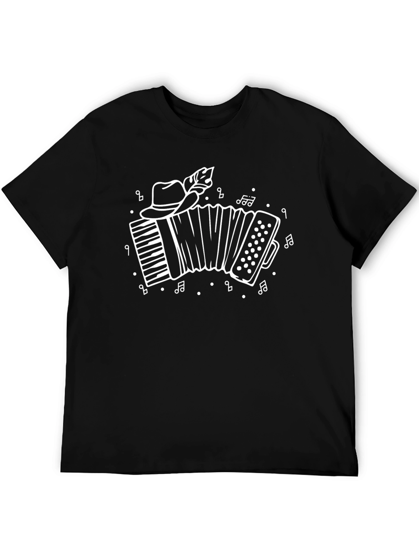 Accordion & Hat Black T-Shirt