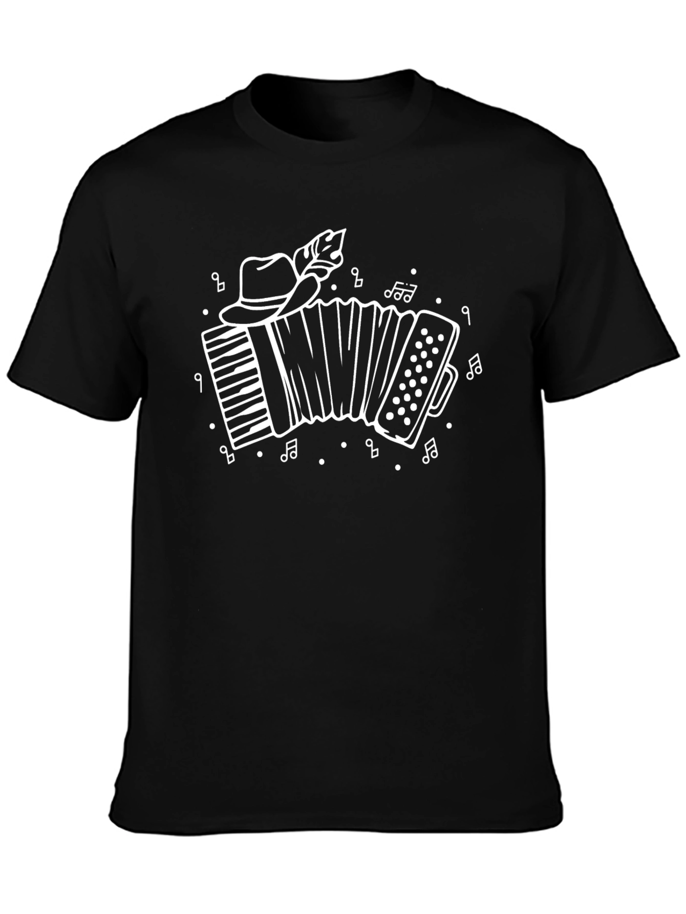 Accordion & Hat Black T-Shirt