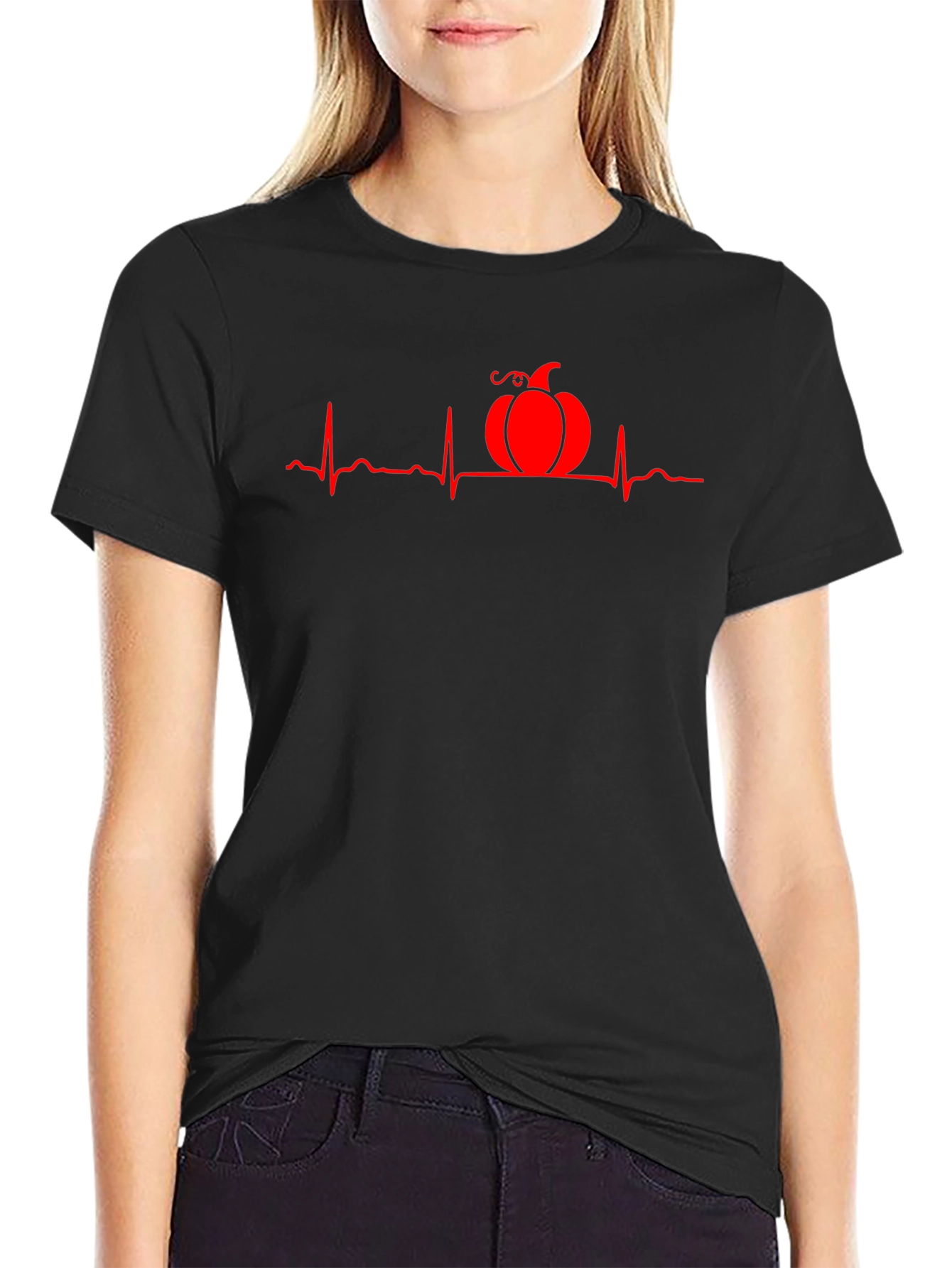 Pumpkin Heartbeat Graphic Tee - Halloween Style