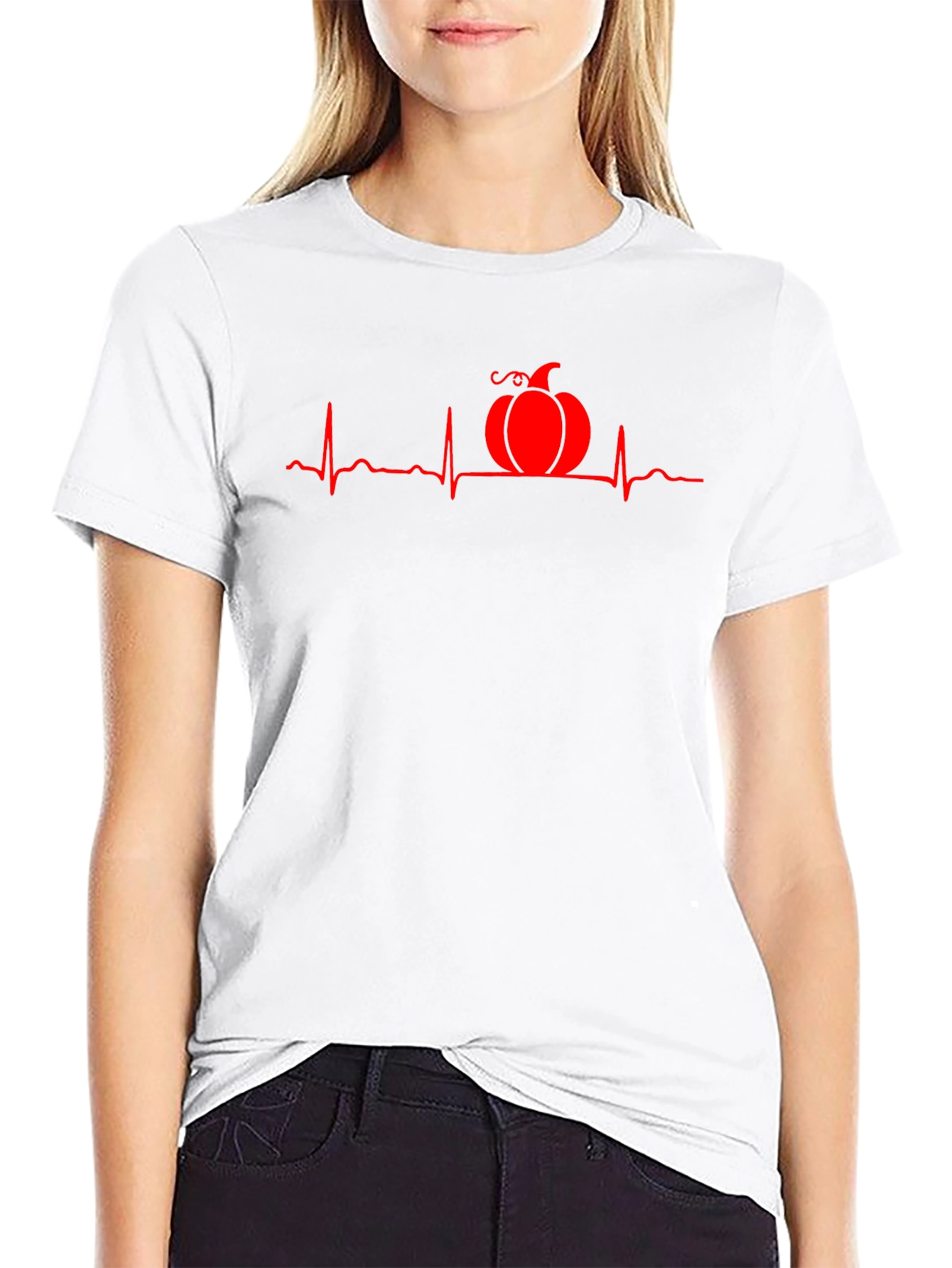 Pumpkin Heartbeat Graphic Tee - Halloween Style