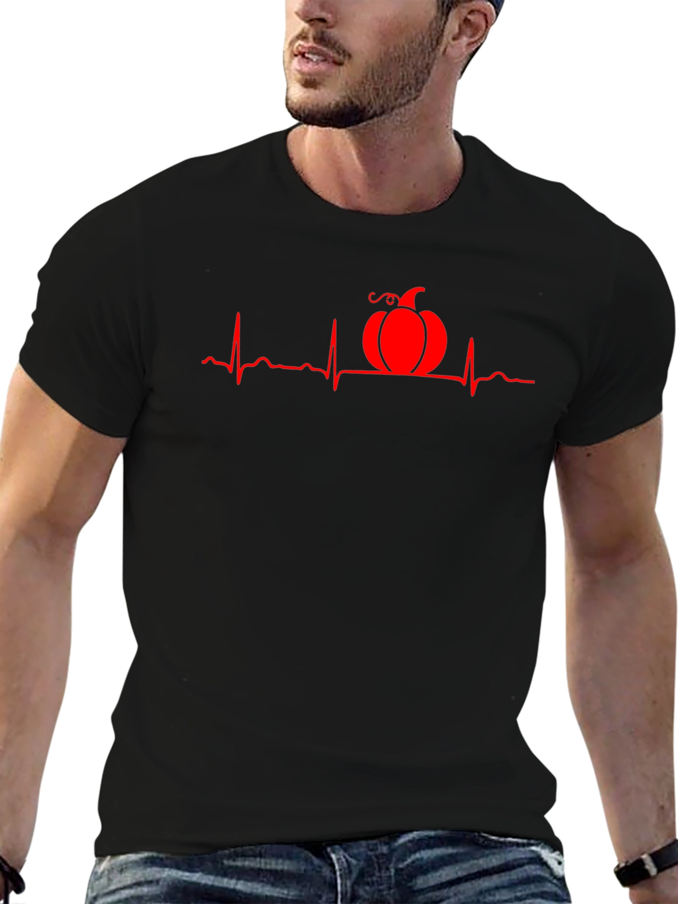 Pumpkin Heartbeat Graphic Tee - Halloween Style