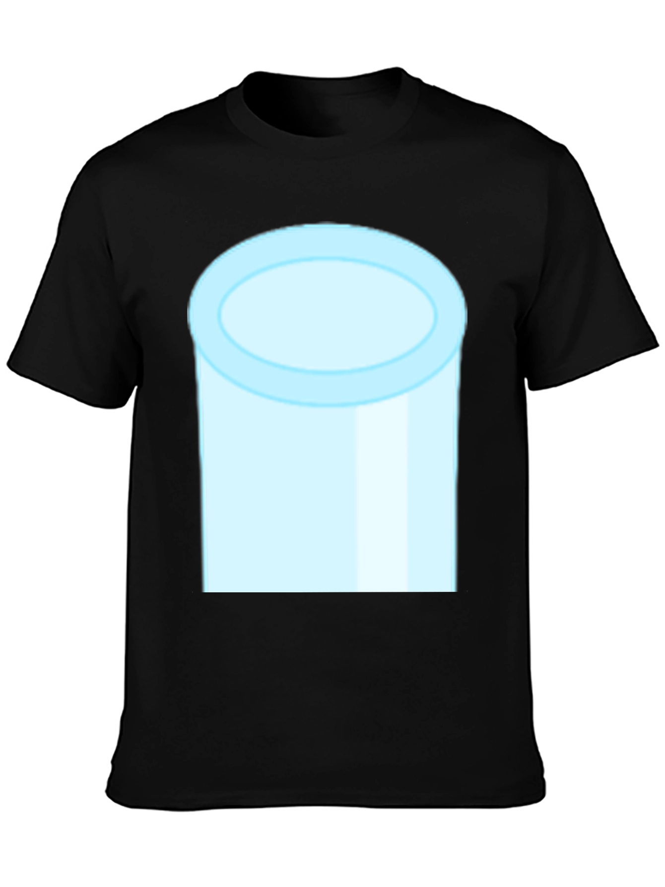 Funny Light Blue Tube Graphic Black T-Shirt