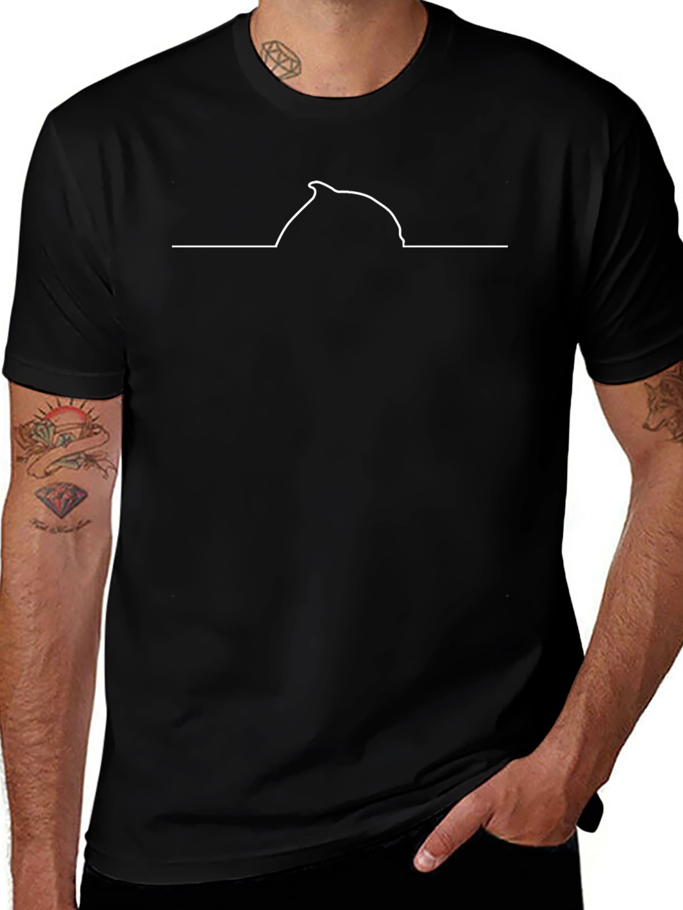 Minimalist Chef Hat Graphic Tee - Black