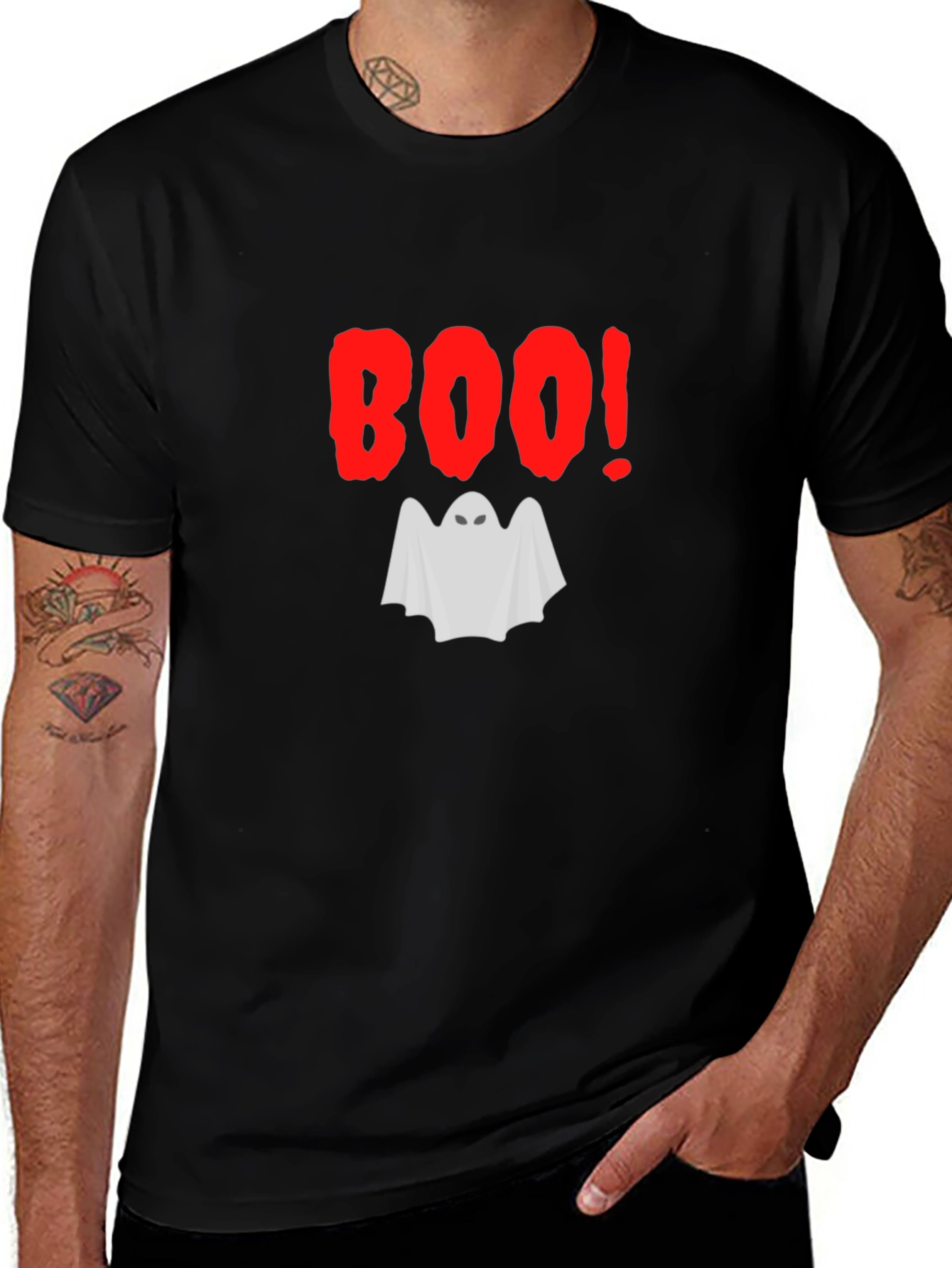 Boo Ghost Halloween Graphic T-Shirt