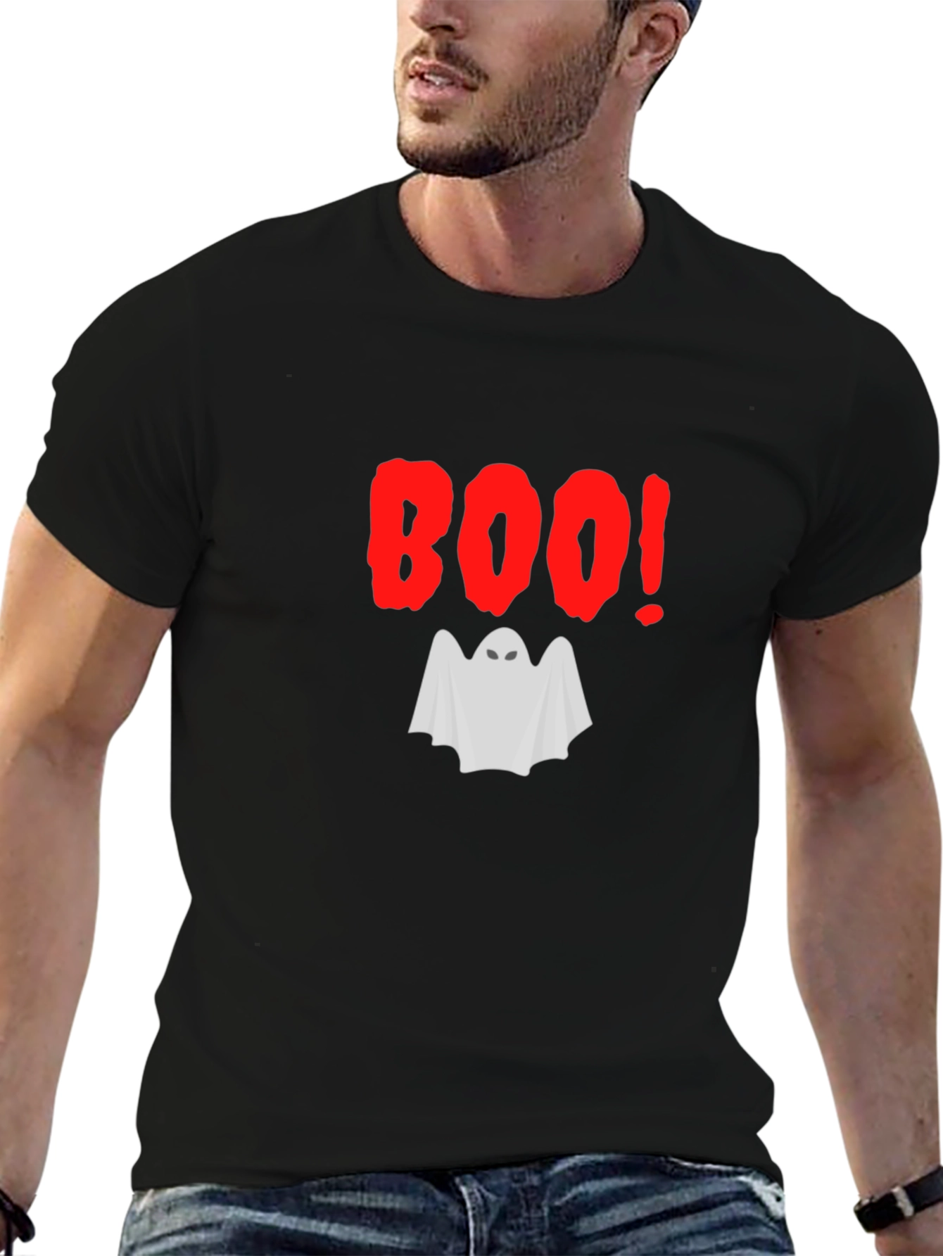Boo Ghost Halloween Graphic T-Shirt